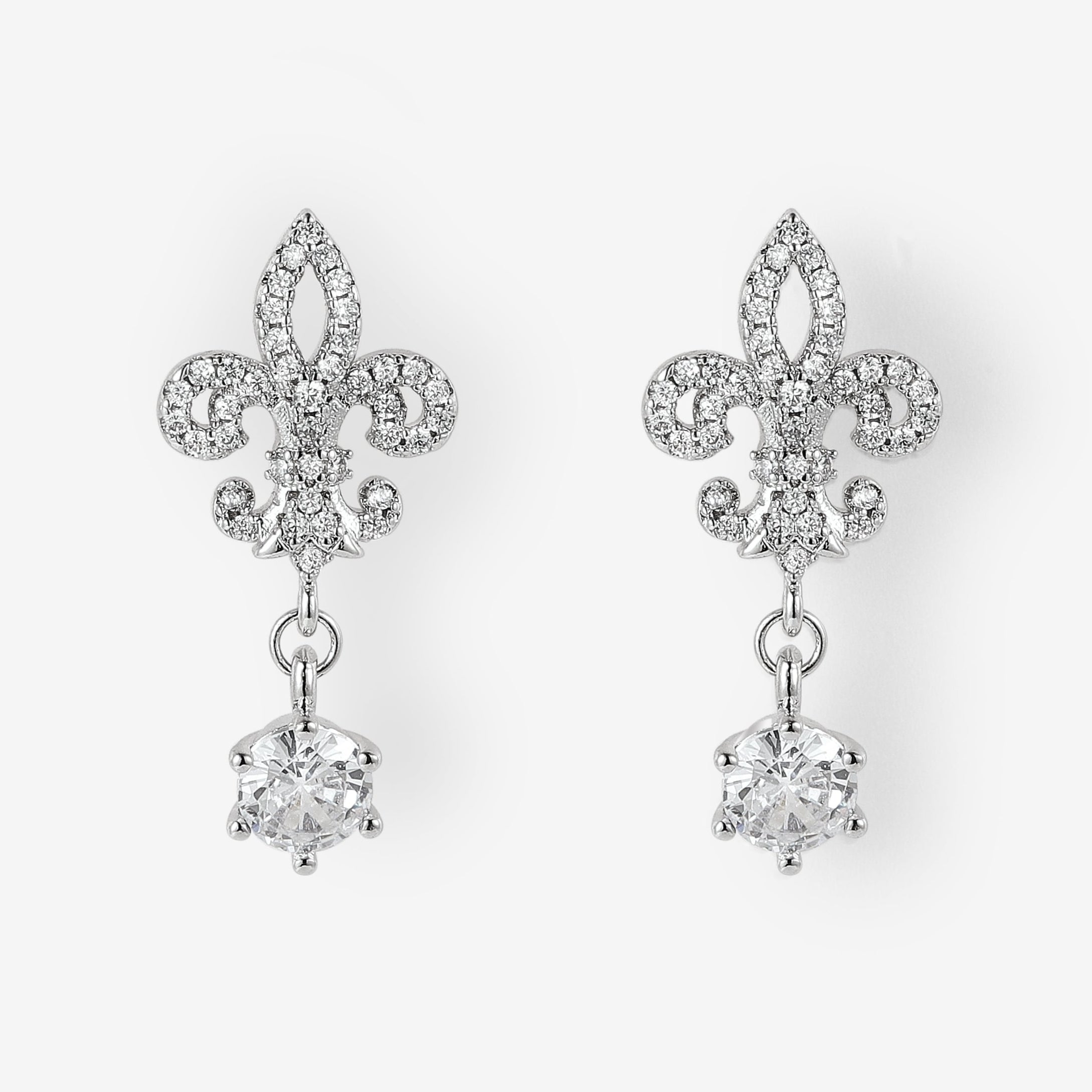 Lahela Jewelry Iris Flower Earrings - Fleur-de-lis design with gemstones