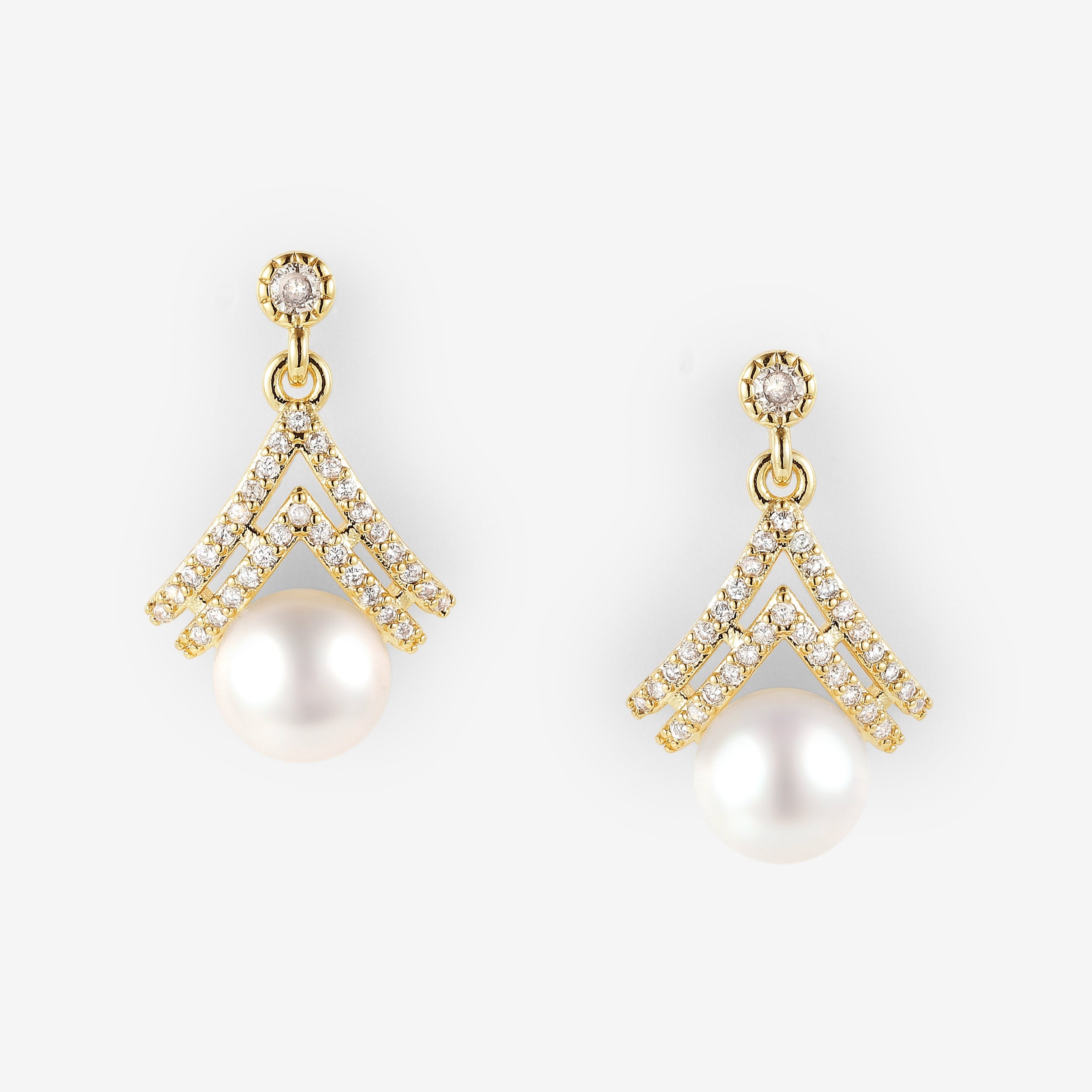Lahela Jewelry Pearl Earrings Set 2pcs. Gold pearl earrings.