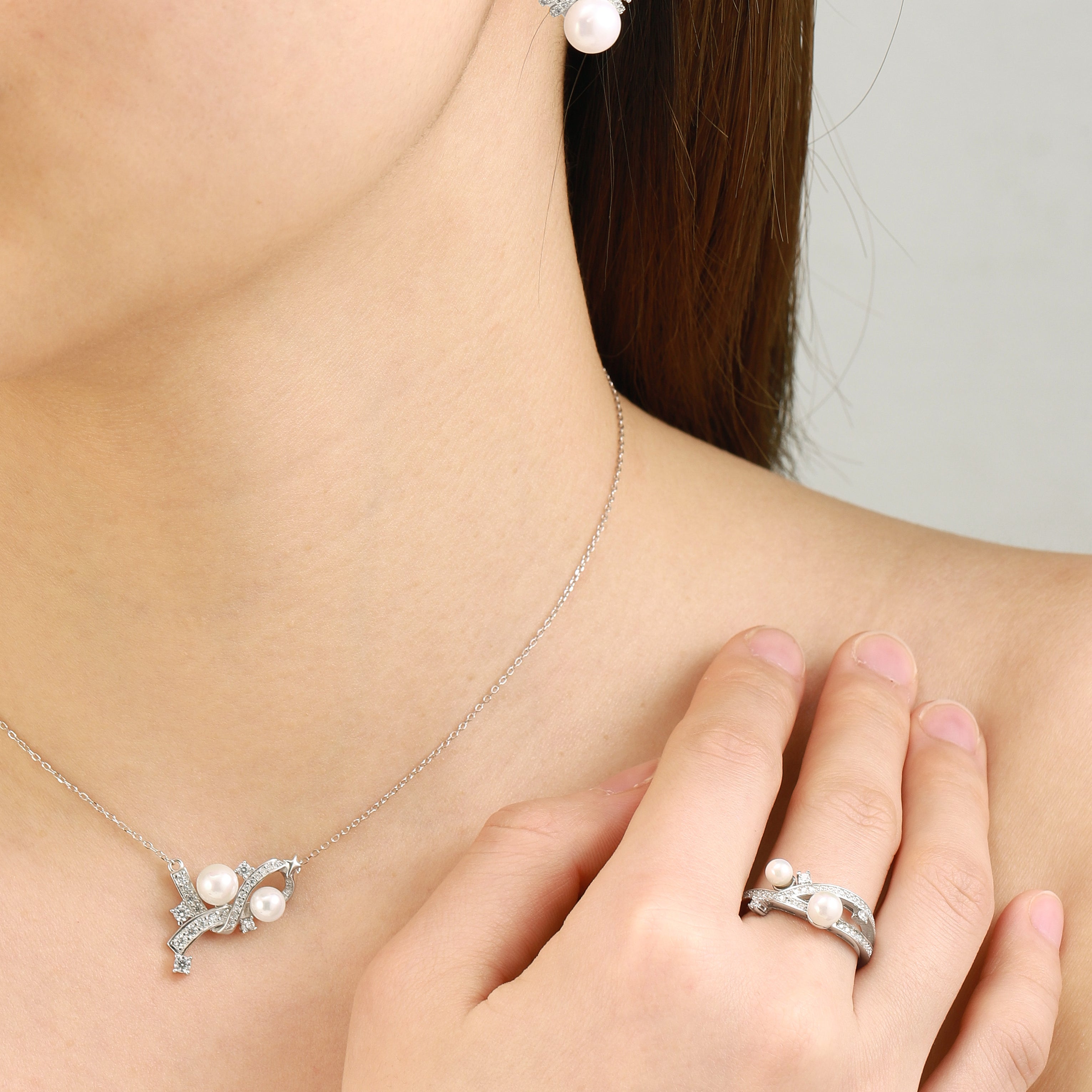 Elegant Gemini Zodiac Pearl Jewelry Set with Pearls
