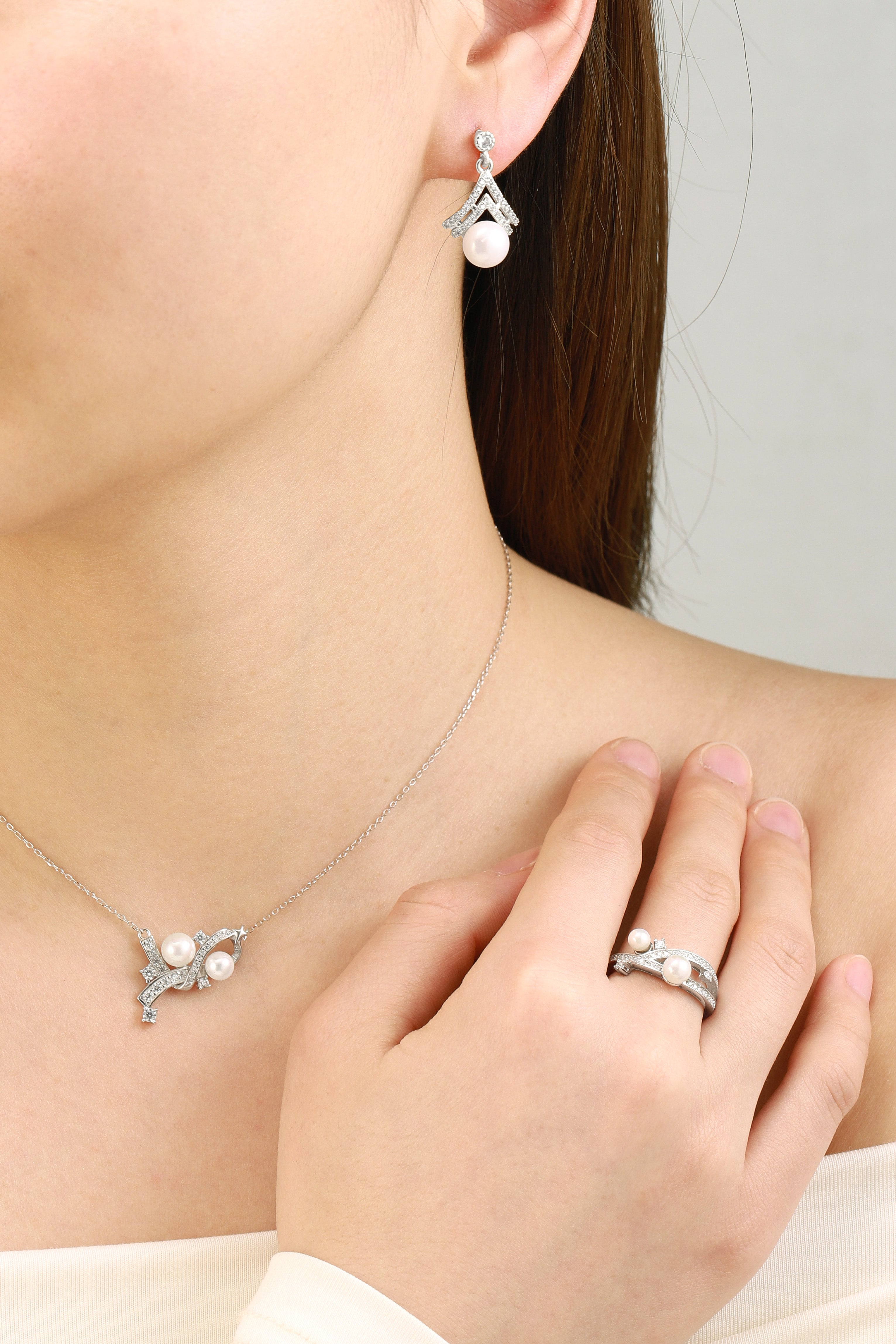 Elegant Gemini Zodiac Pearl Jewelry Set with Pearls