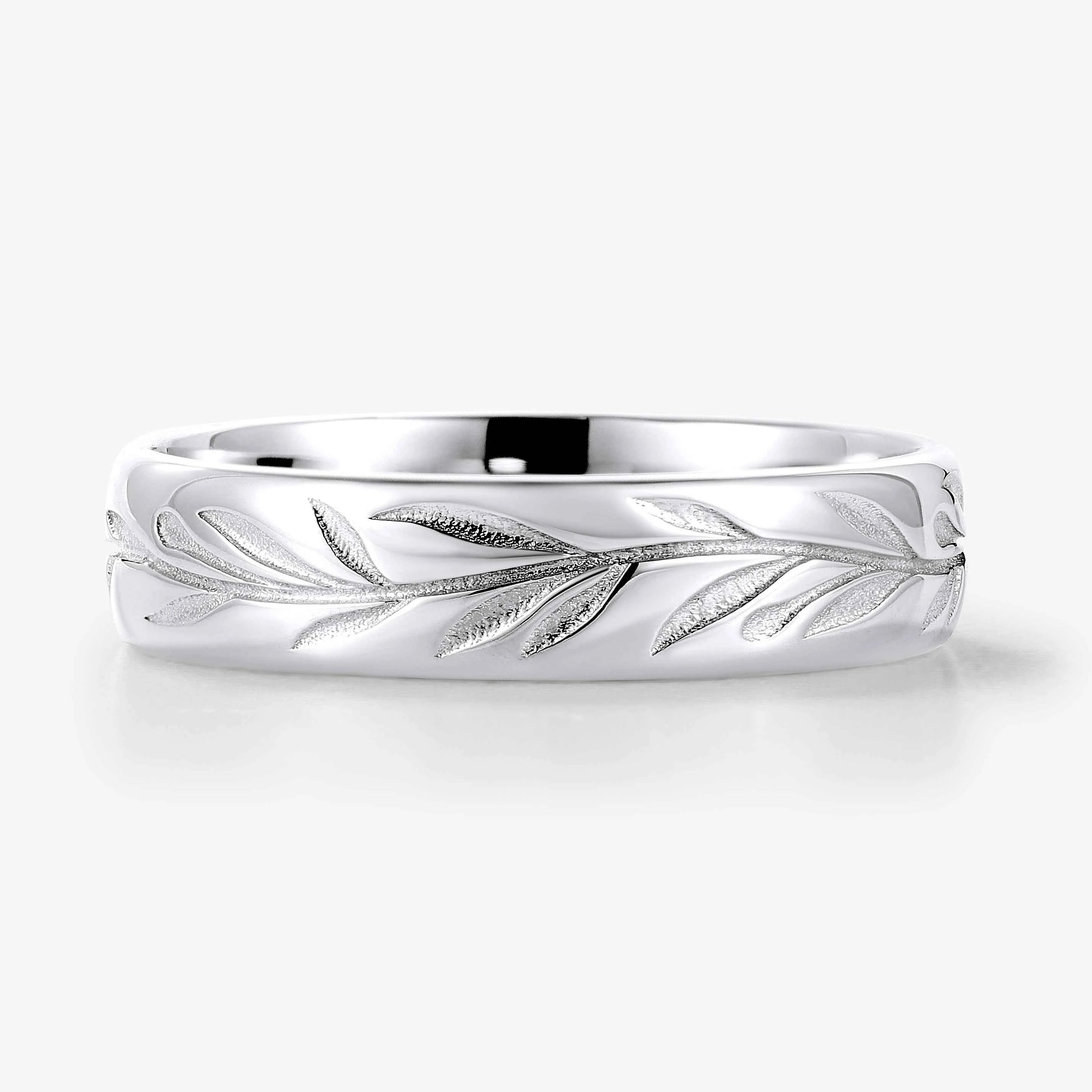 Elongated Leaf-Inspired Men’s Wedding Band