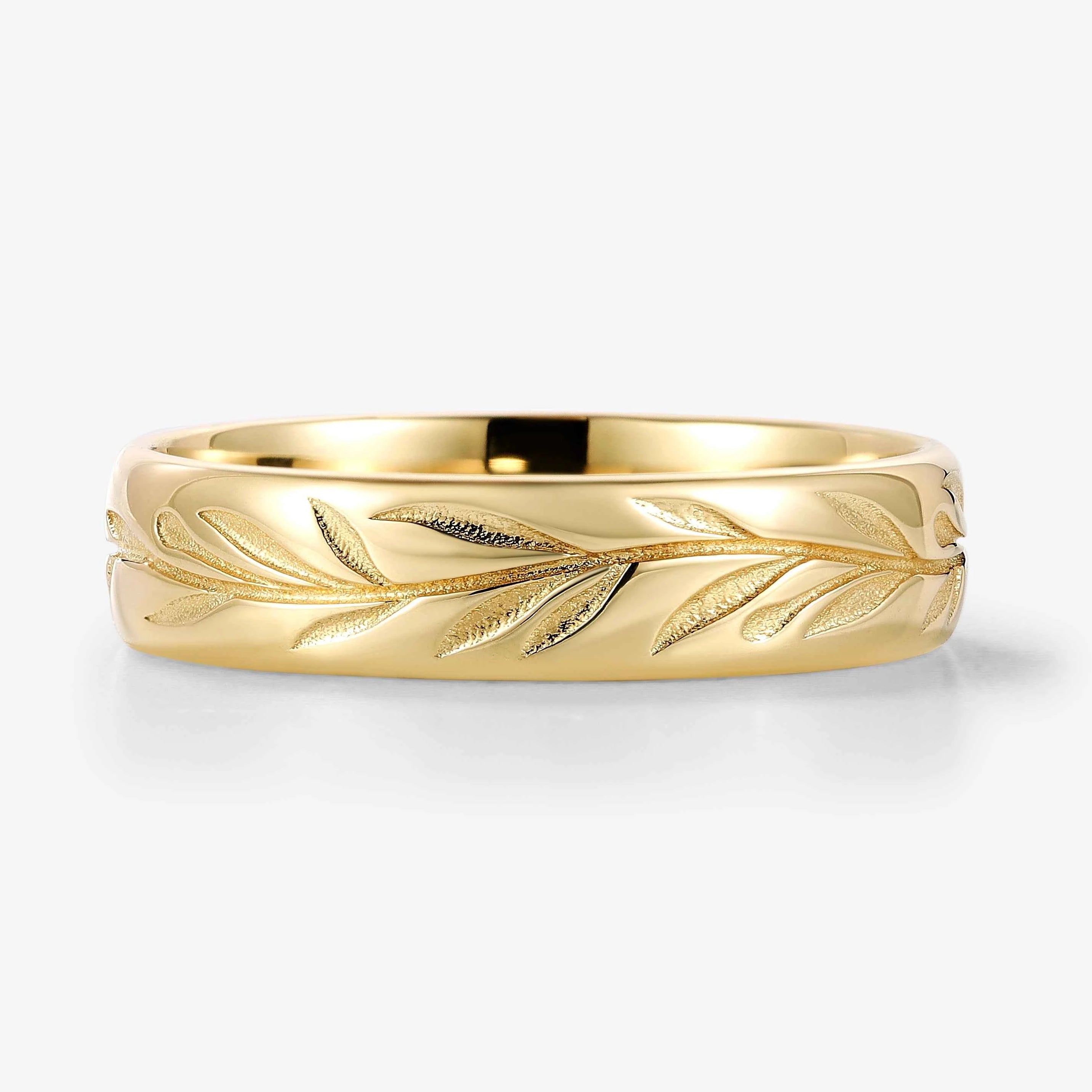 Elongated Leaf-Inspired Men’s Wedding Band