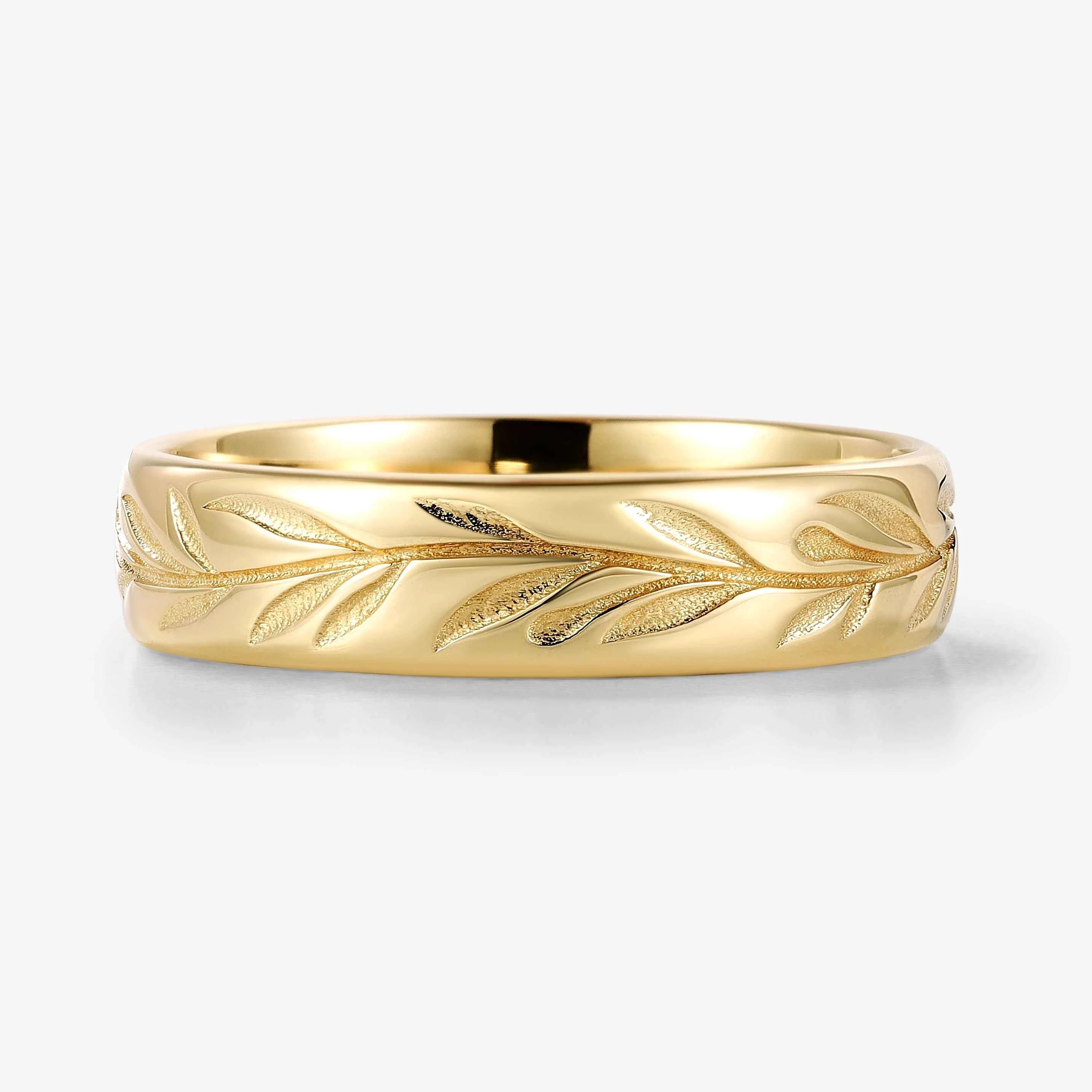Elongated Leaf-Inspired Men’s Wedding Band