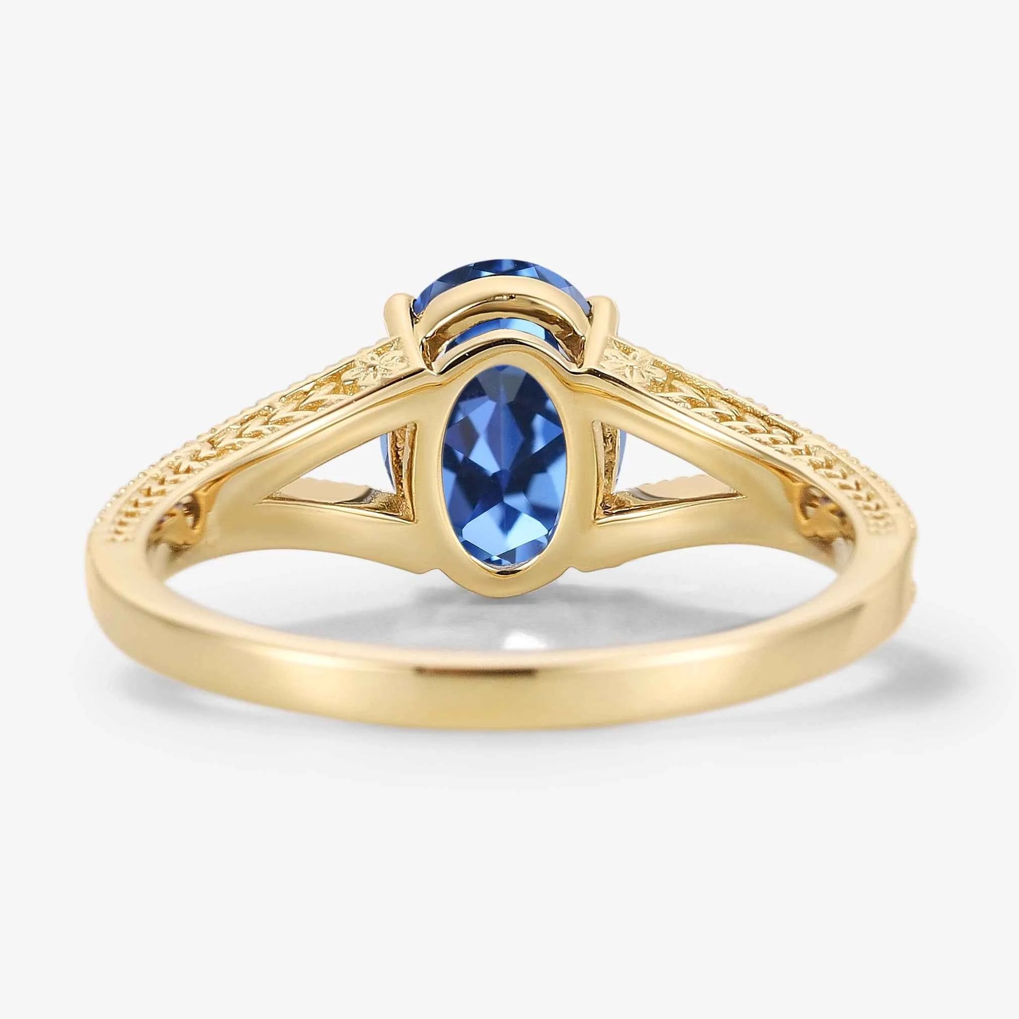 Nature-Inspired Leaf & Flower Oval Sapphire Engagement Ring