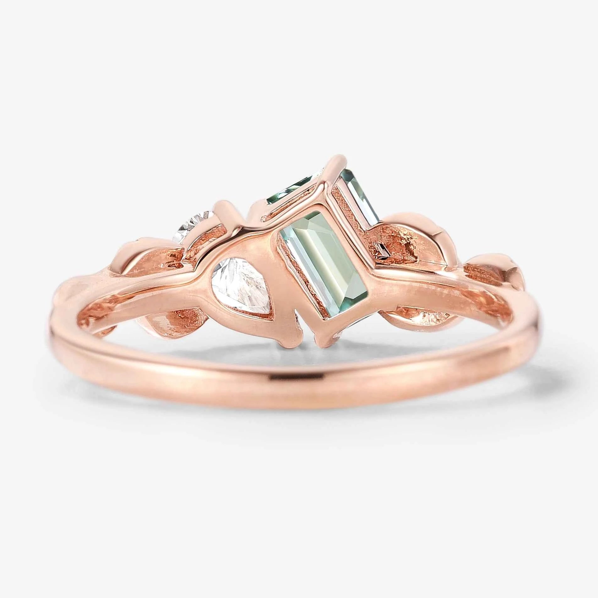 Nature Inspired Leaf 2-Stone Toi et Moi Engagement Ring