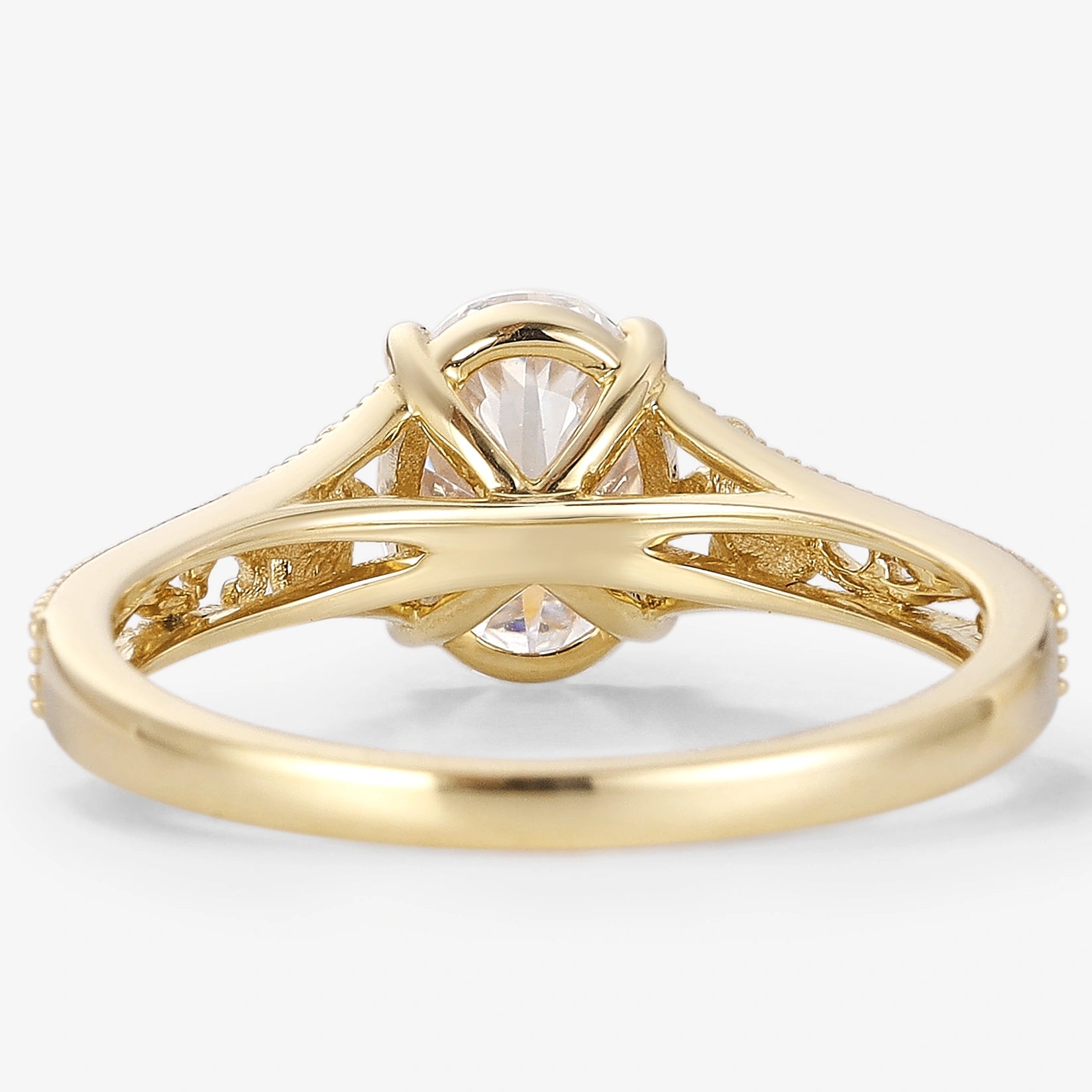 Vintage Victorian Oval Cut Moissanite Flora Engagement Ring - Lahela Jewelry