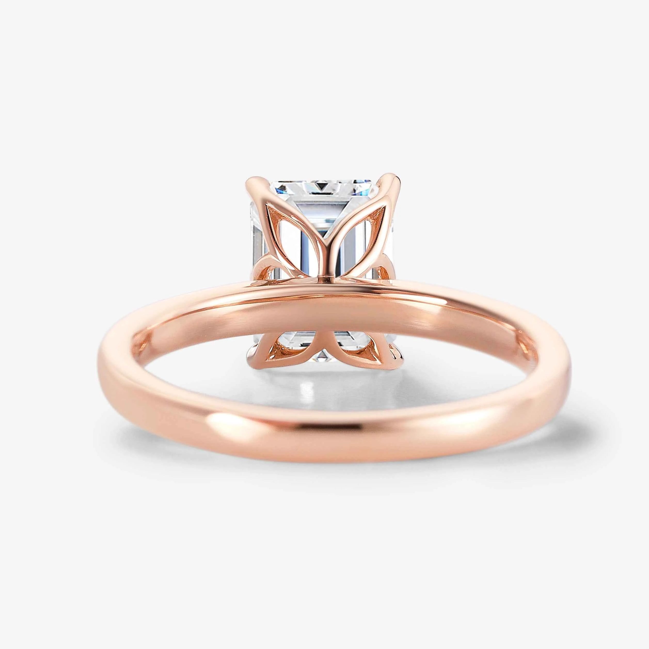 Minimalist Elegance Leaf Prong Emerald Cut Moissanite Engagement Ring