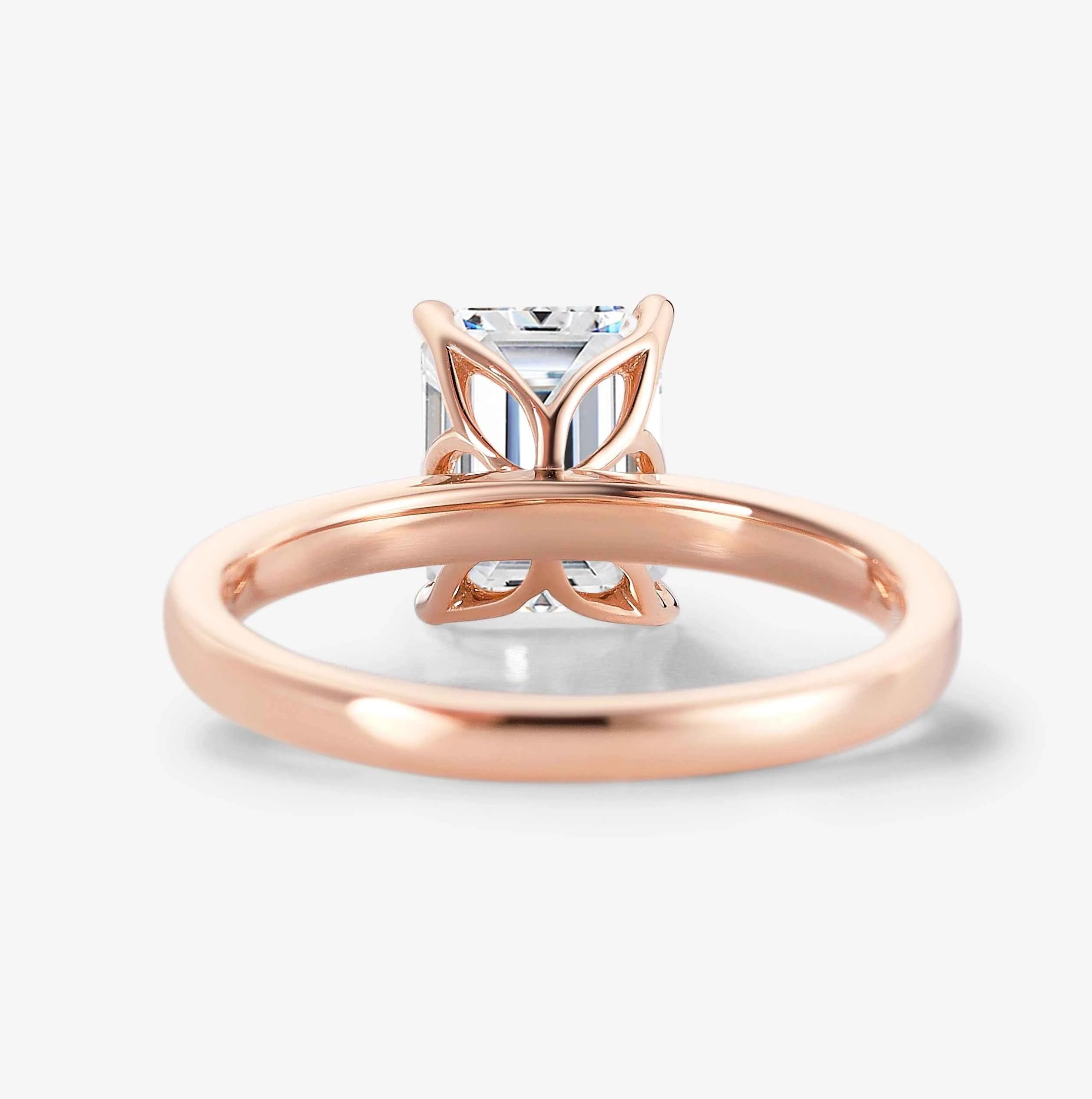 Minimalist Elegance Leaf Prong Emerald Cut Moissanite Engagement Ring