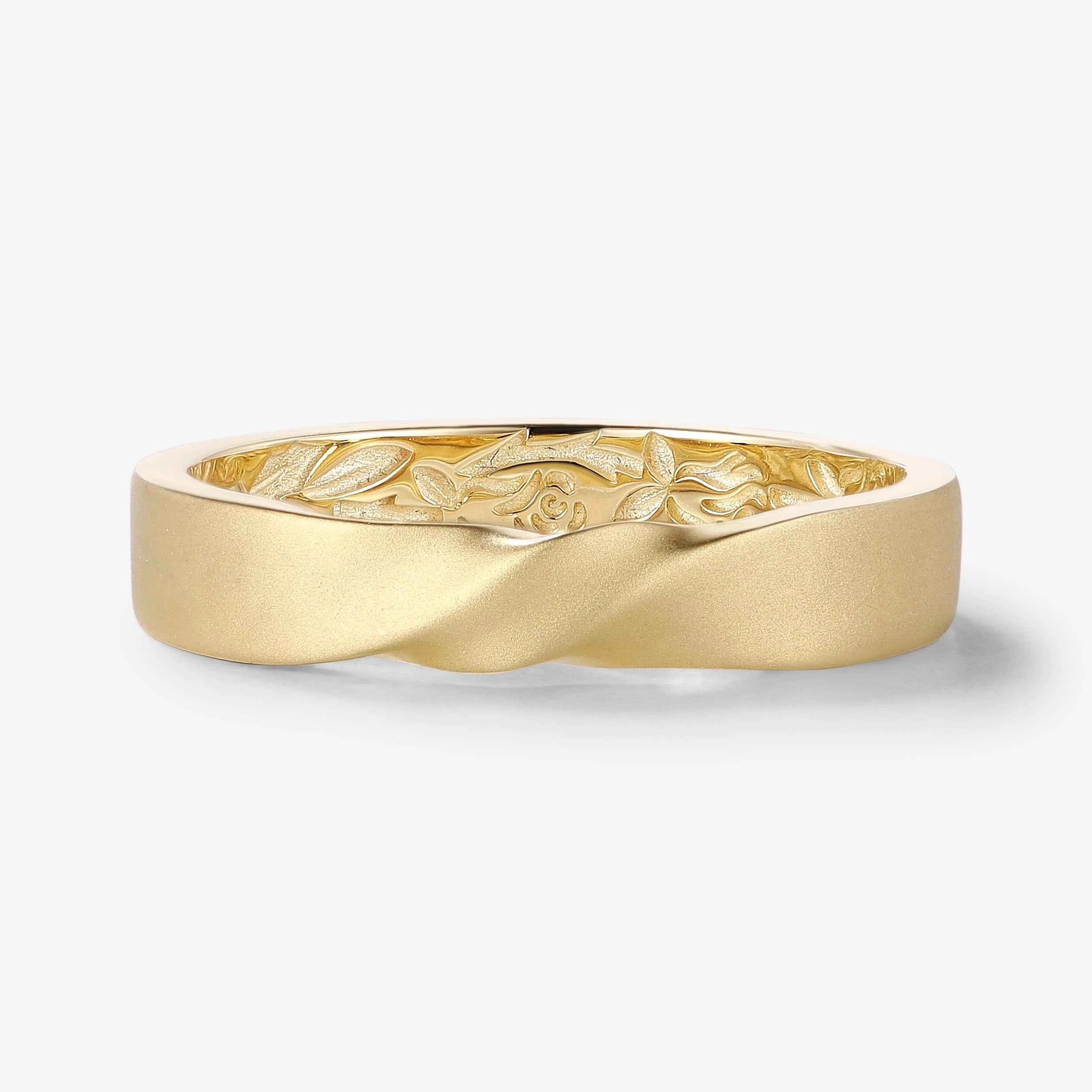 Leaf & Rose Engraving Men’s Wedding Band Ring For Him