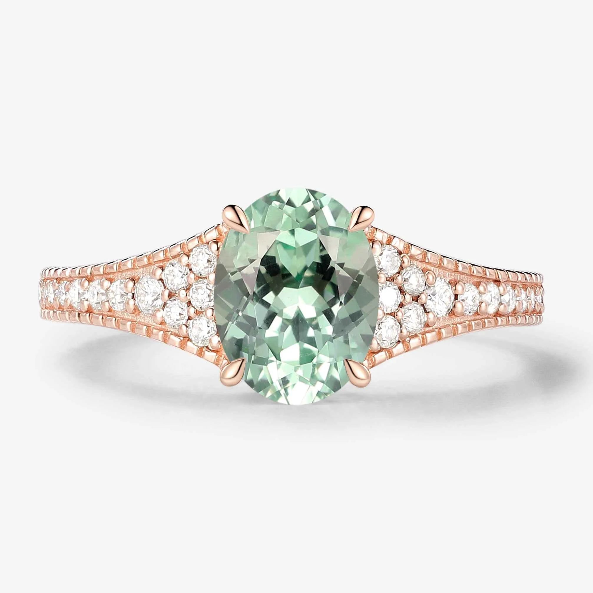 Vintage Bezel Oval Cut Sapphire Pavé Engagement Ring