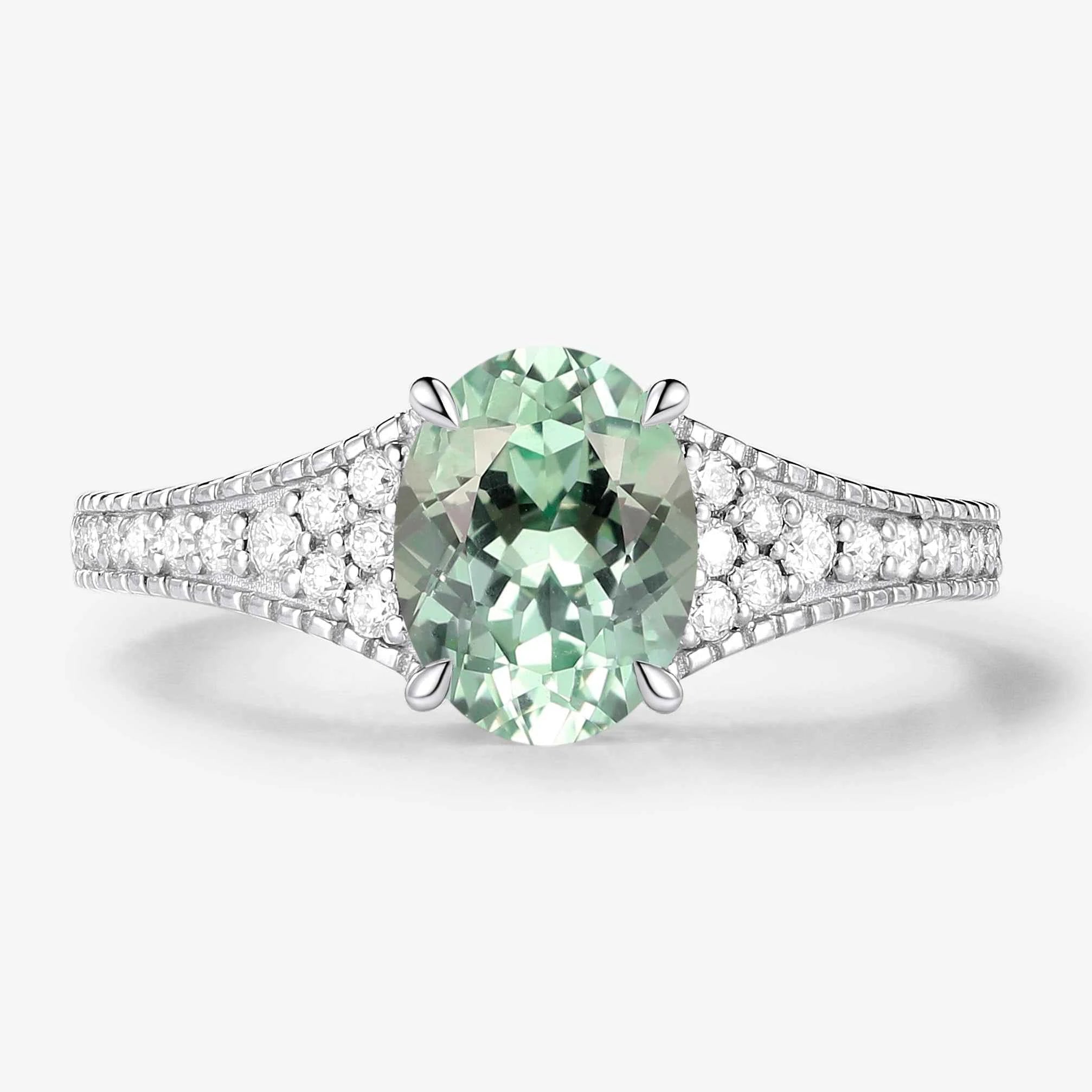 Vintage Bezel Oval Cut Sapphire Pavé Engagement Ring