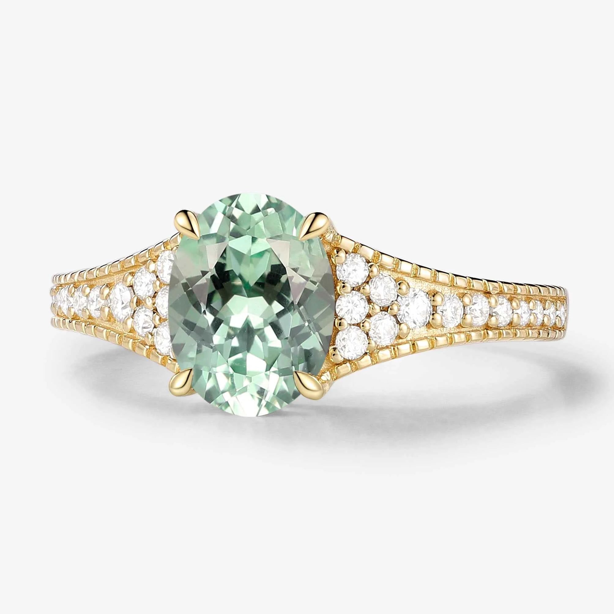 Vintage Bezel Oval Cut Sapphire Pavé Engagement Ring