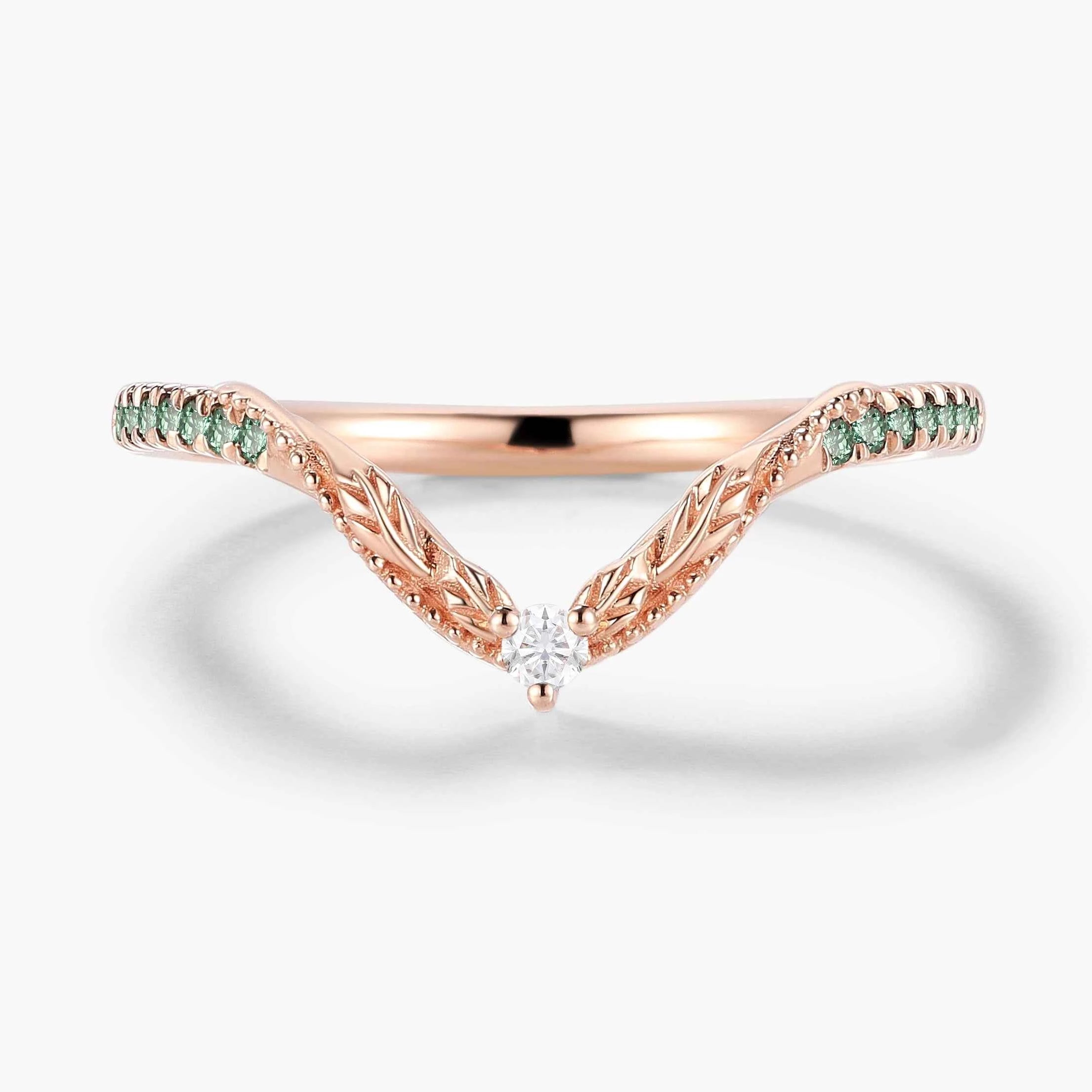 Vintage Nature Inspired Lab Diamond Curved Wedding Band - Vivienne For Jake