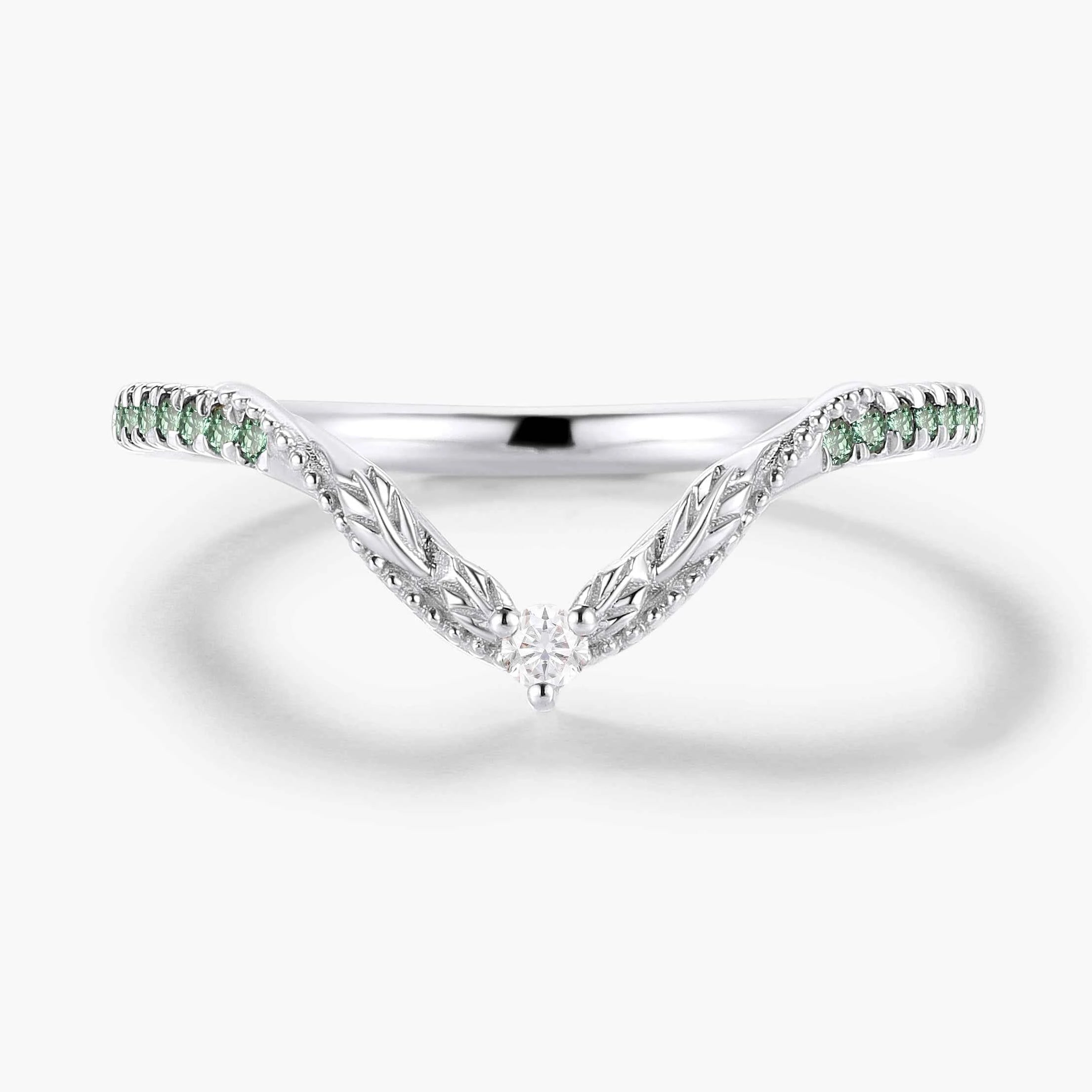 Vintage Nature Inspired Lab Diamond Curved Wedding Band - Vivienne For Jake