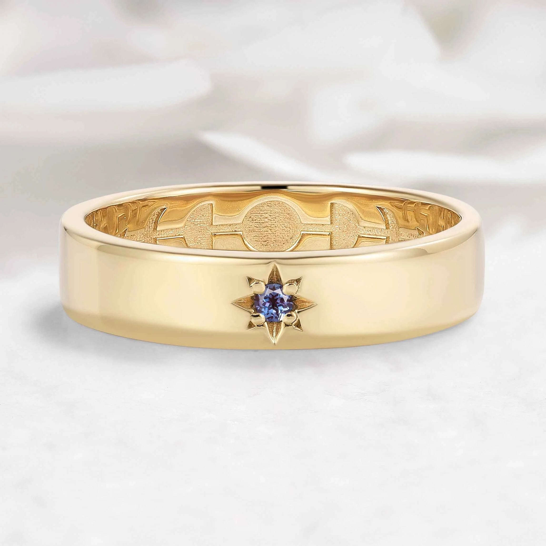 Moon Phase Sapphire Men’s Wedding Band - Orion