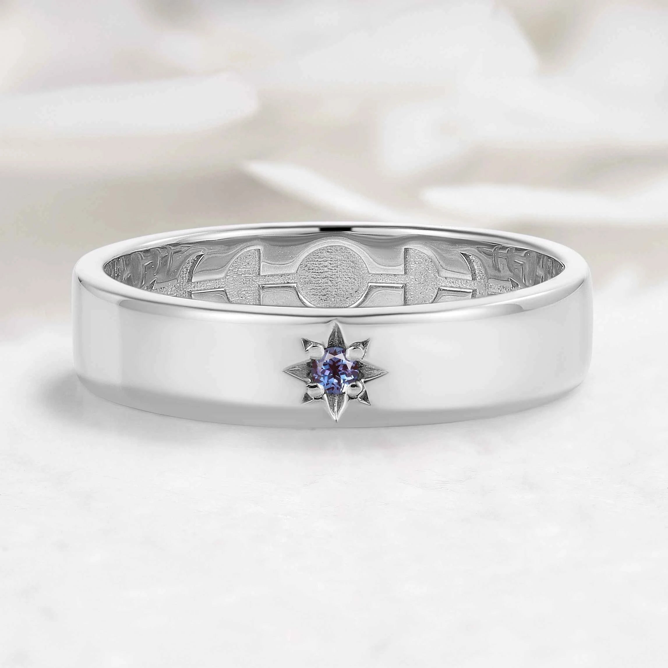 Moon Phase Sapphire Men’s Wedding Band - Orion
