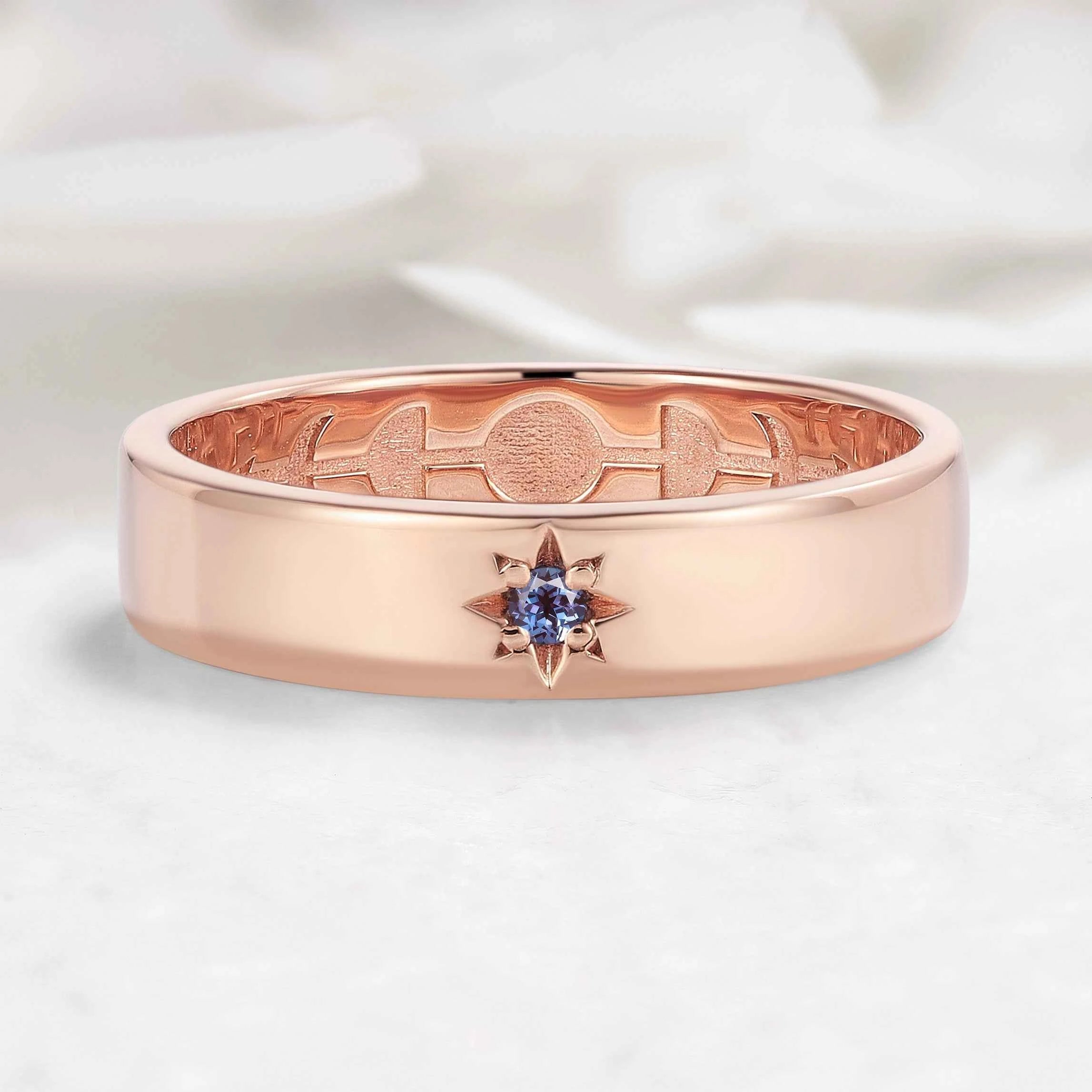 Moon Phase Sapphire Men’s Wedding Band - Orion