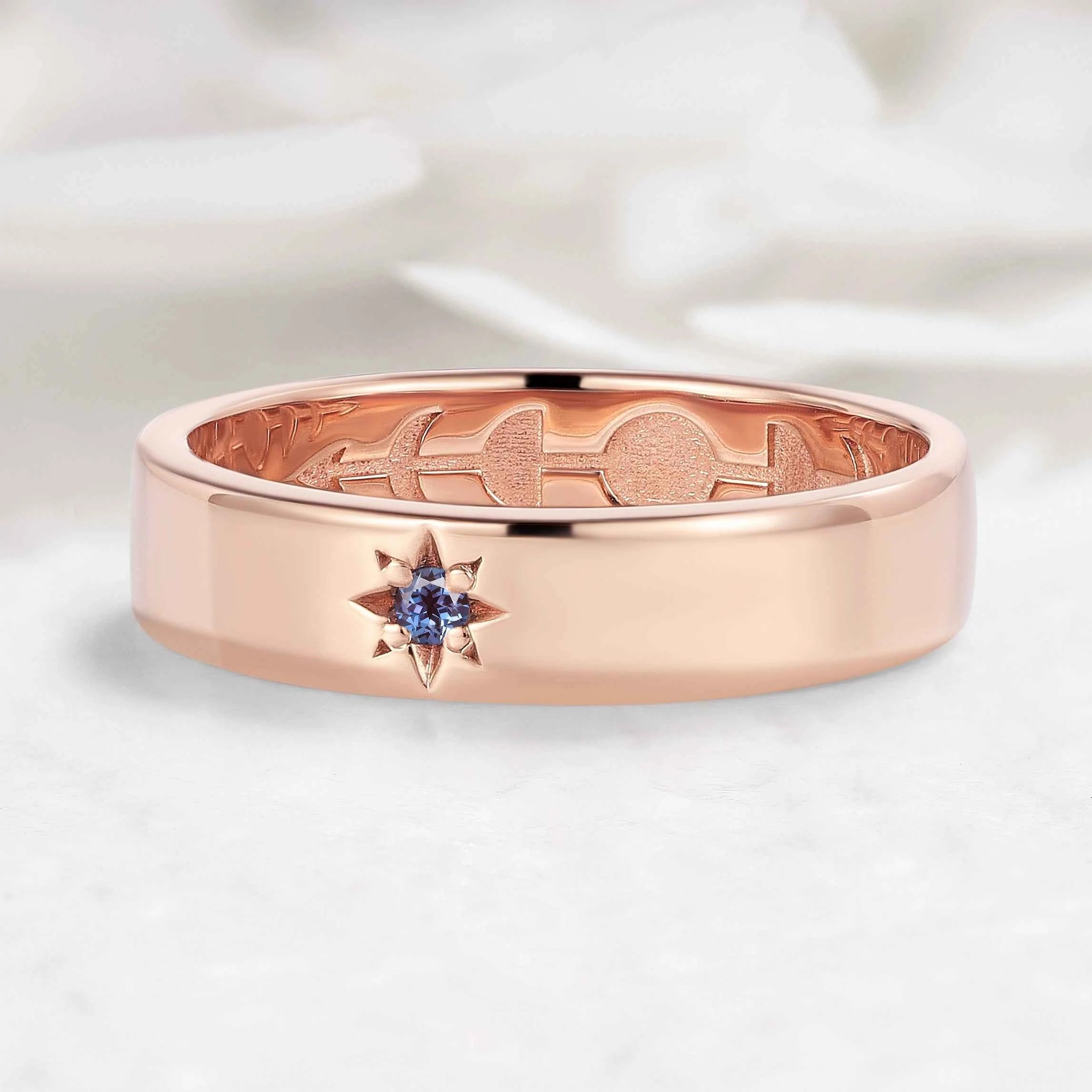 Moon Phase Sapphire Men’s Wedding Band - Orion