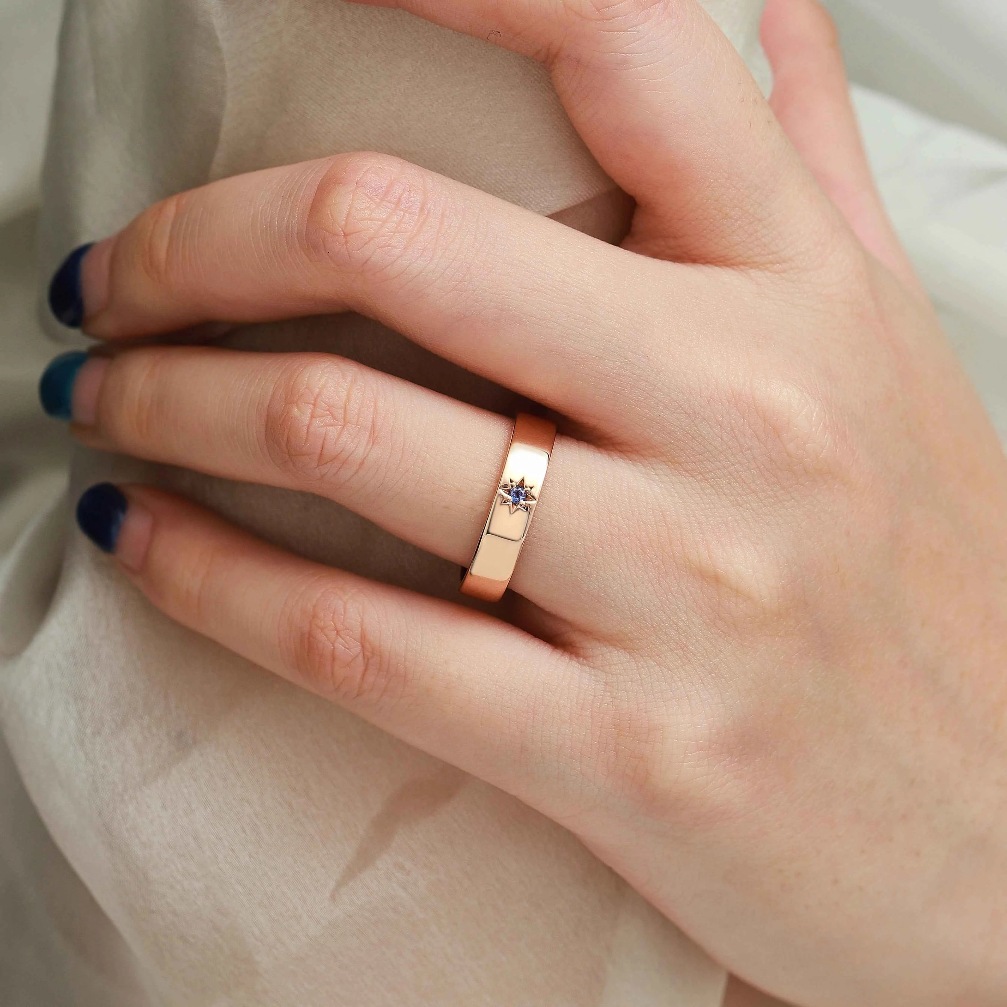 Moon Phase Sapphire Men’s Wedding Band - Orion