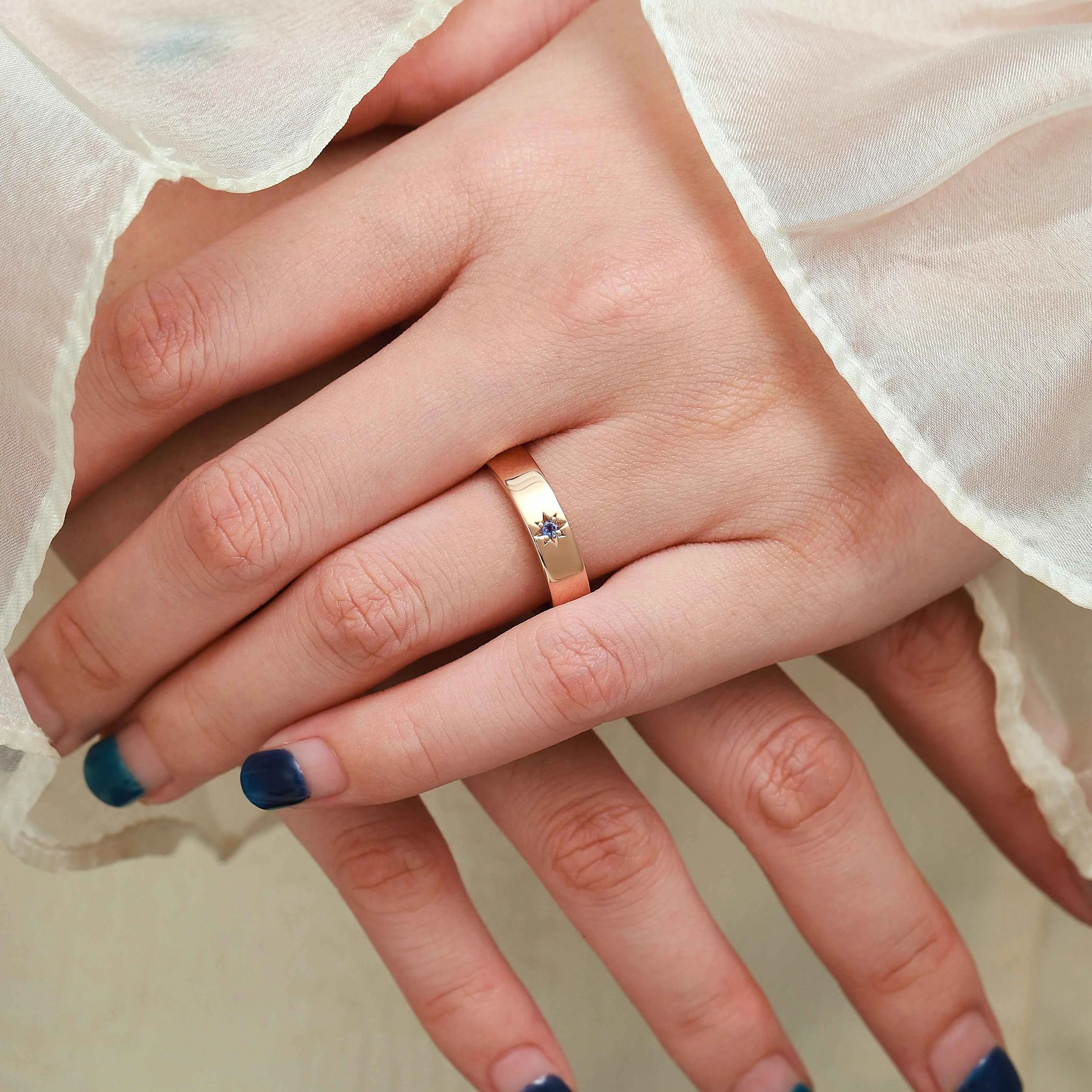 Moon Phase Sapphire Men’s Wedding Band - Orion