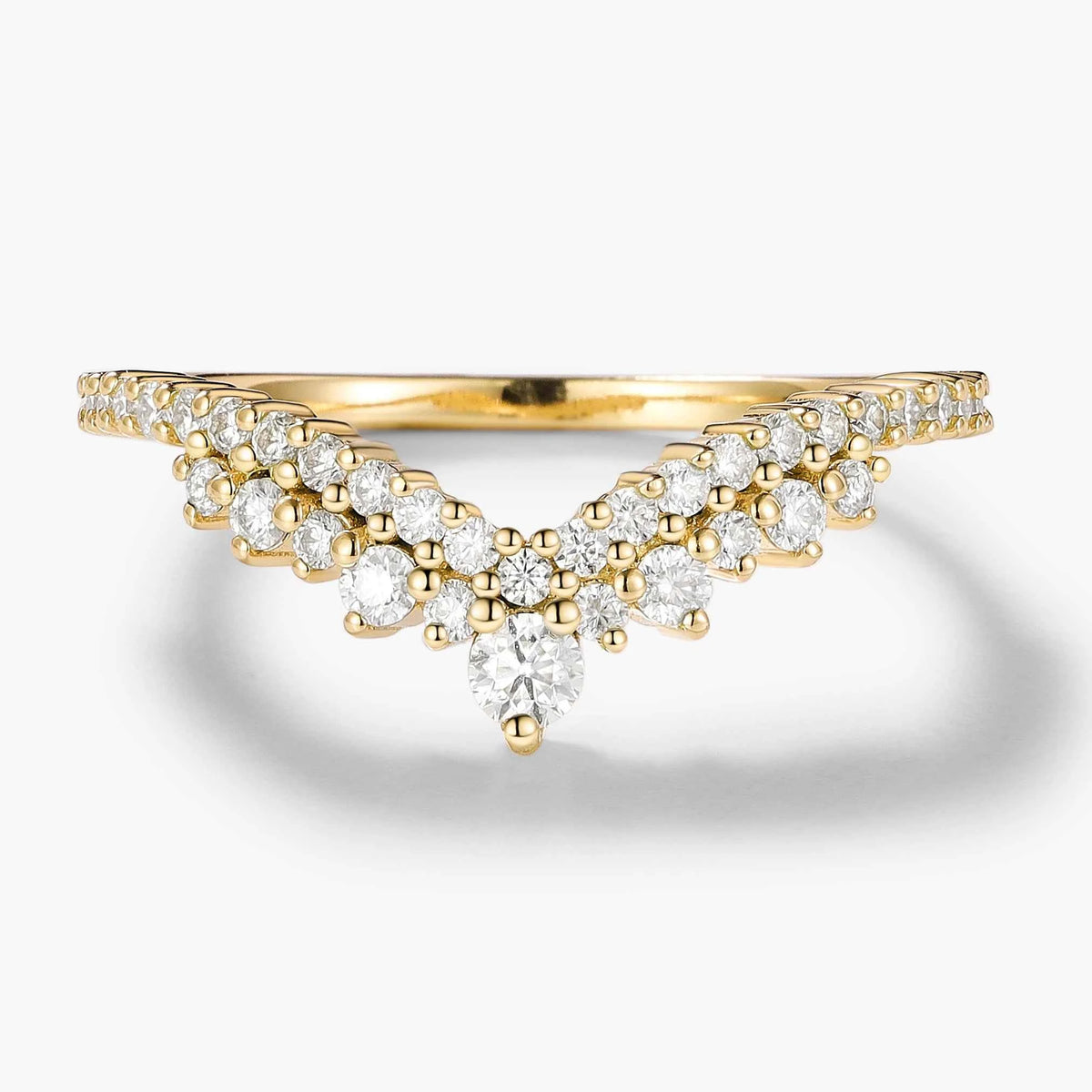 Custom Double Halo Moissanite V-Shaped Wedding Band