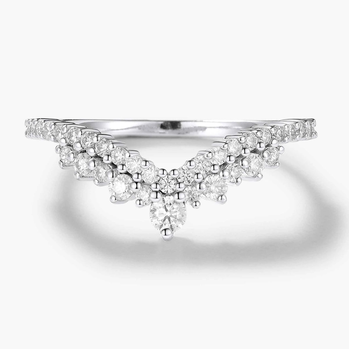 Custom Double Halo Moissanite V-Shaped Wedding Band