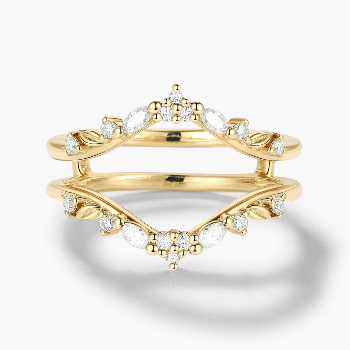 Nature-inspired Leaf Moissanite Enhancer Wedding Band