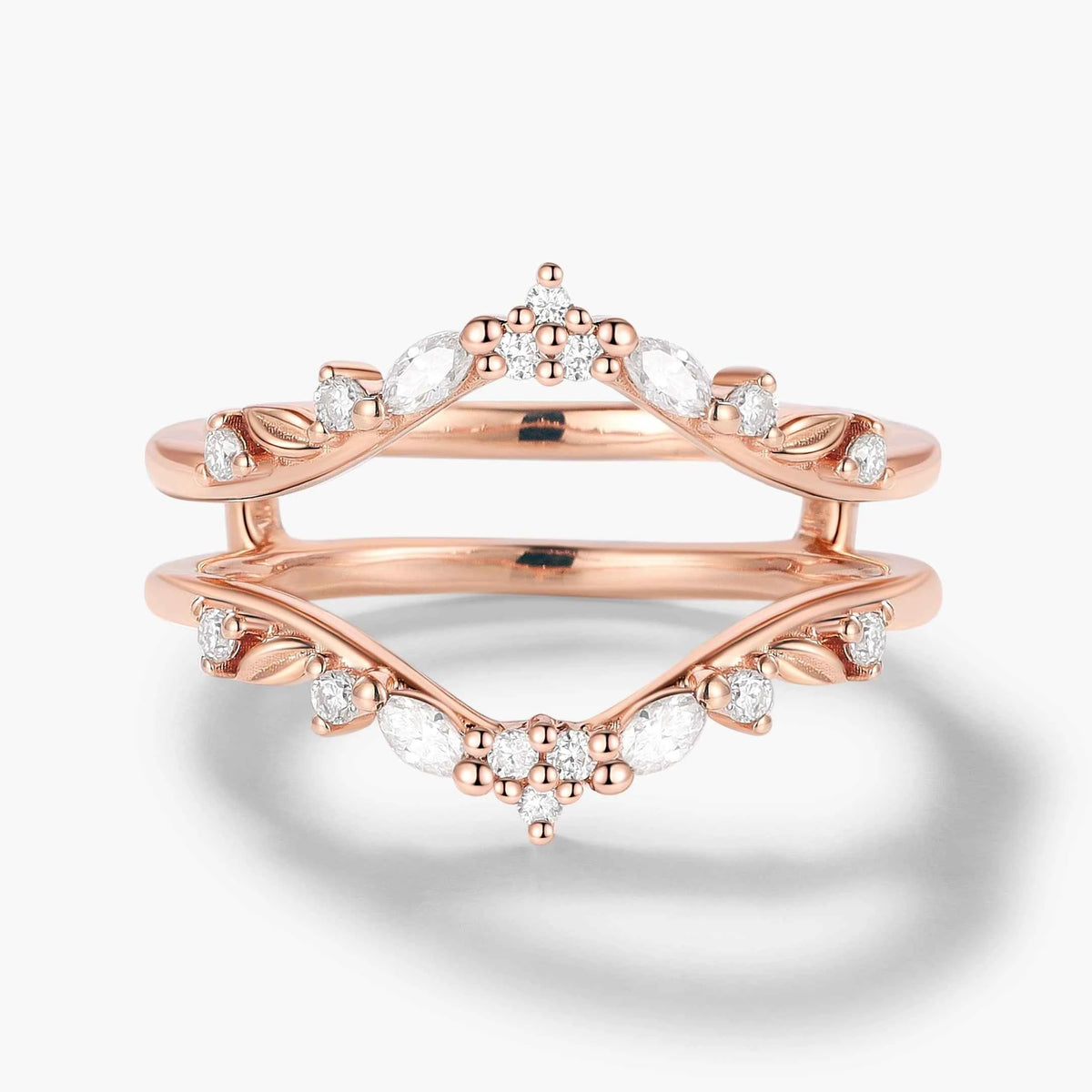 Nature-inspired Leaf Moissanite Enhancer Wedding Band