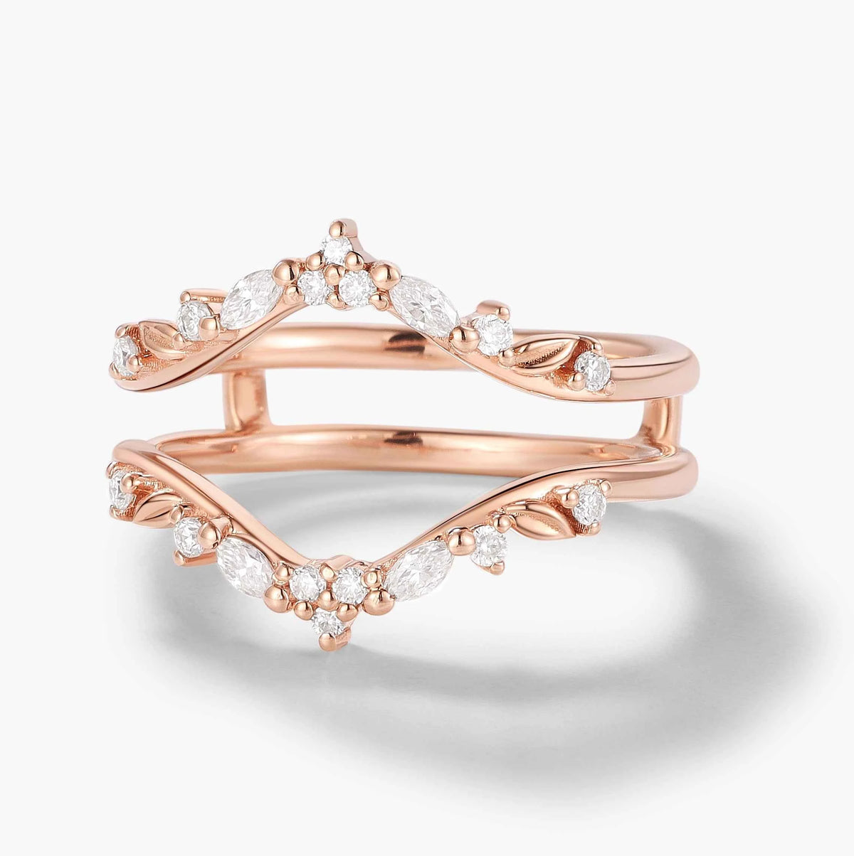 Nature-inspired Leaf Moissanite Enhancer Wedding Band