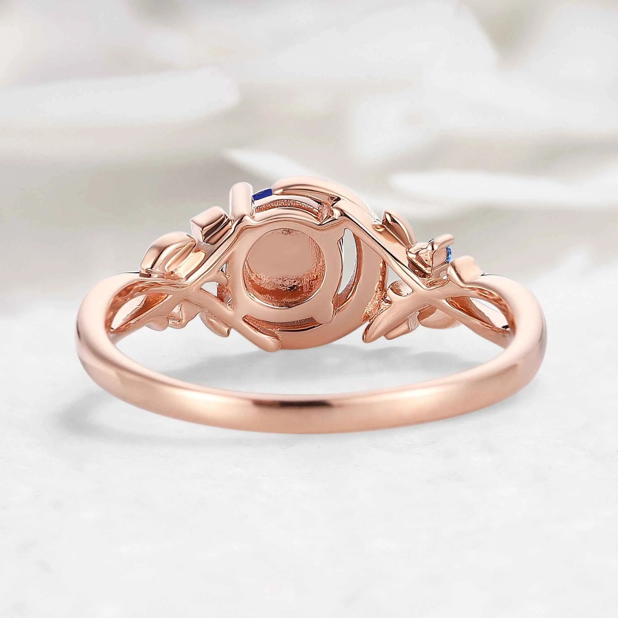 Nature Inspired Star & Moon Round Cut Star Sapphire Engagement Ring - Astra