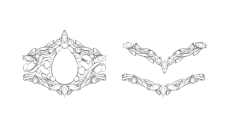 Custom Natura-Inspired Leaf Design Moss Agate Trio Set For Jessica Estrada - First Payment