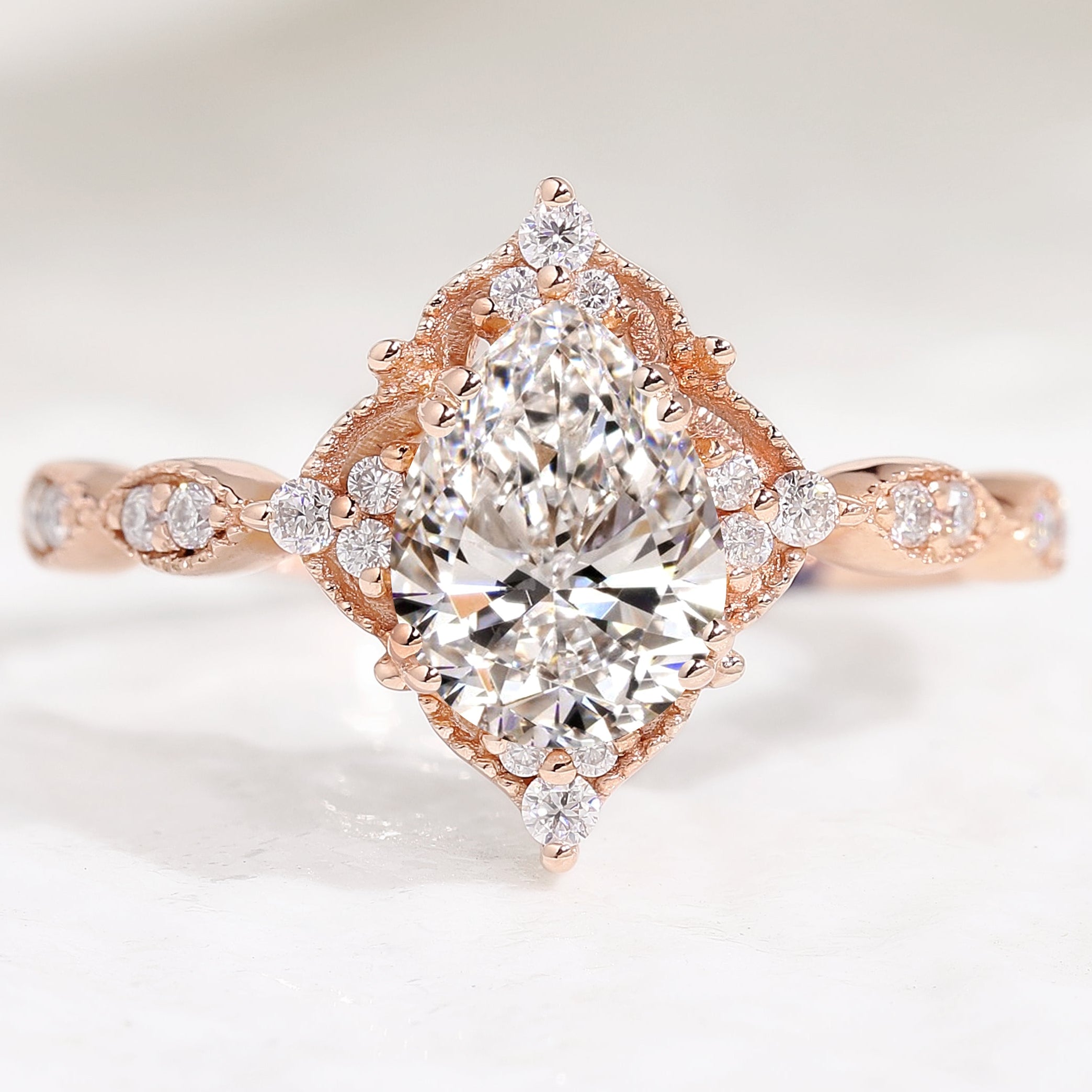 1ct Pear Cut Lab Grown Diamond Engagement Ring - Lahela Jewelry