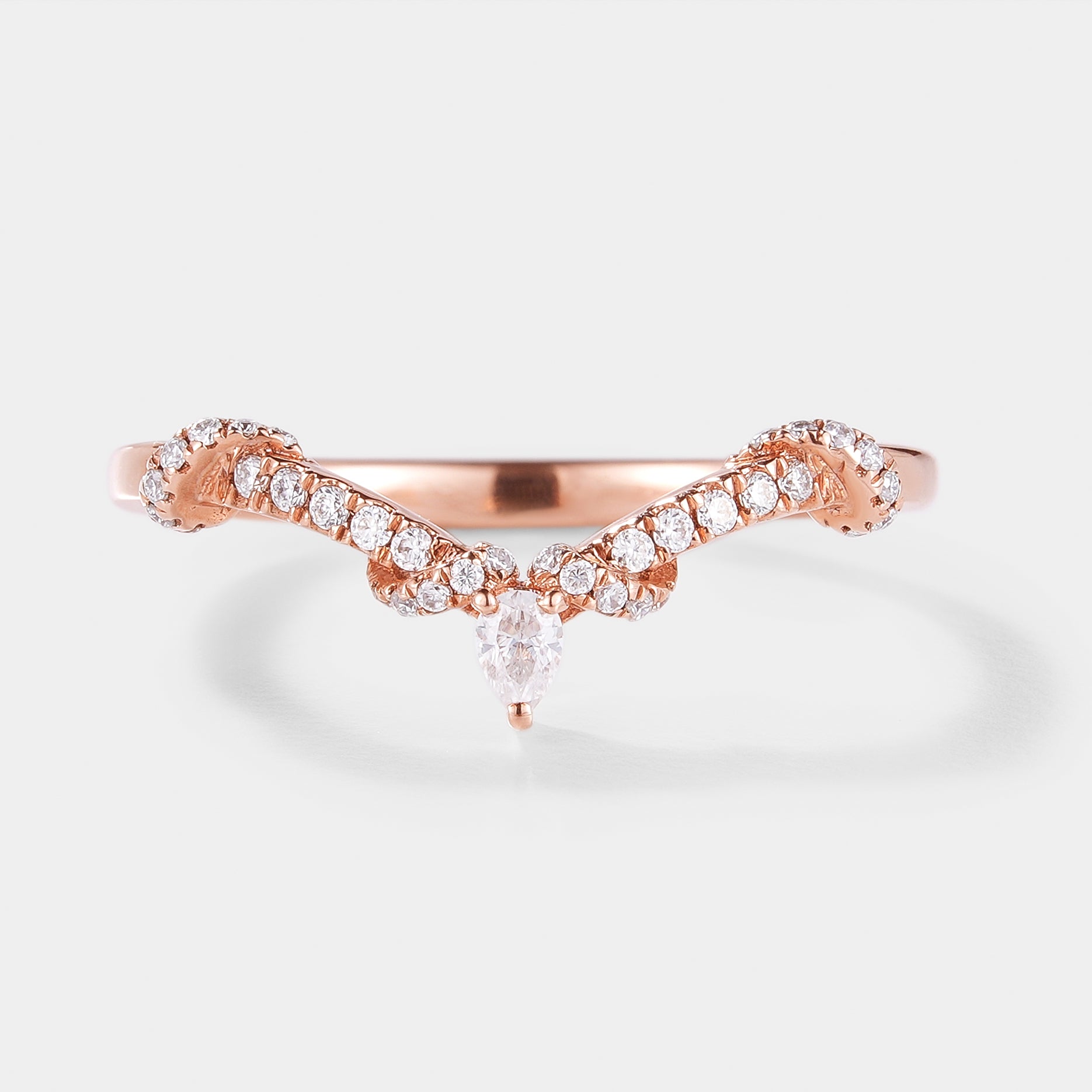 Rose gold moissanite twisted wedding band, vintage engagement ring, bridal set