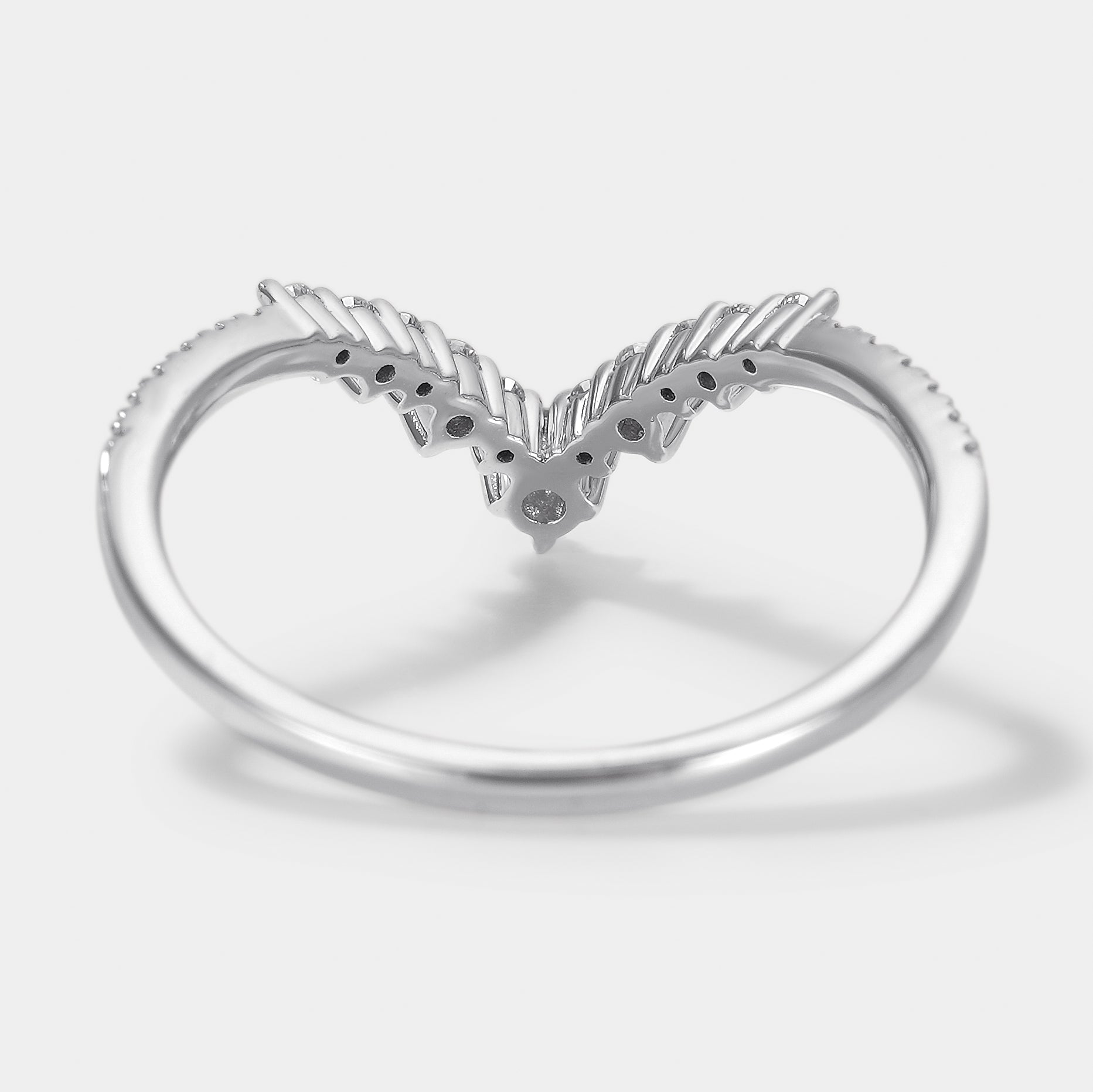 White Gold Chevron Moissanite Wedding Band