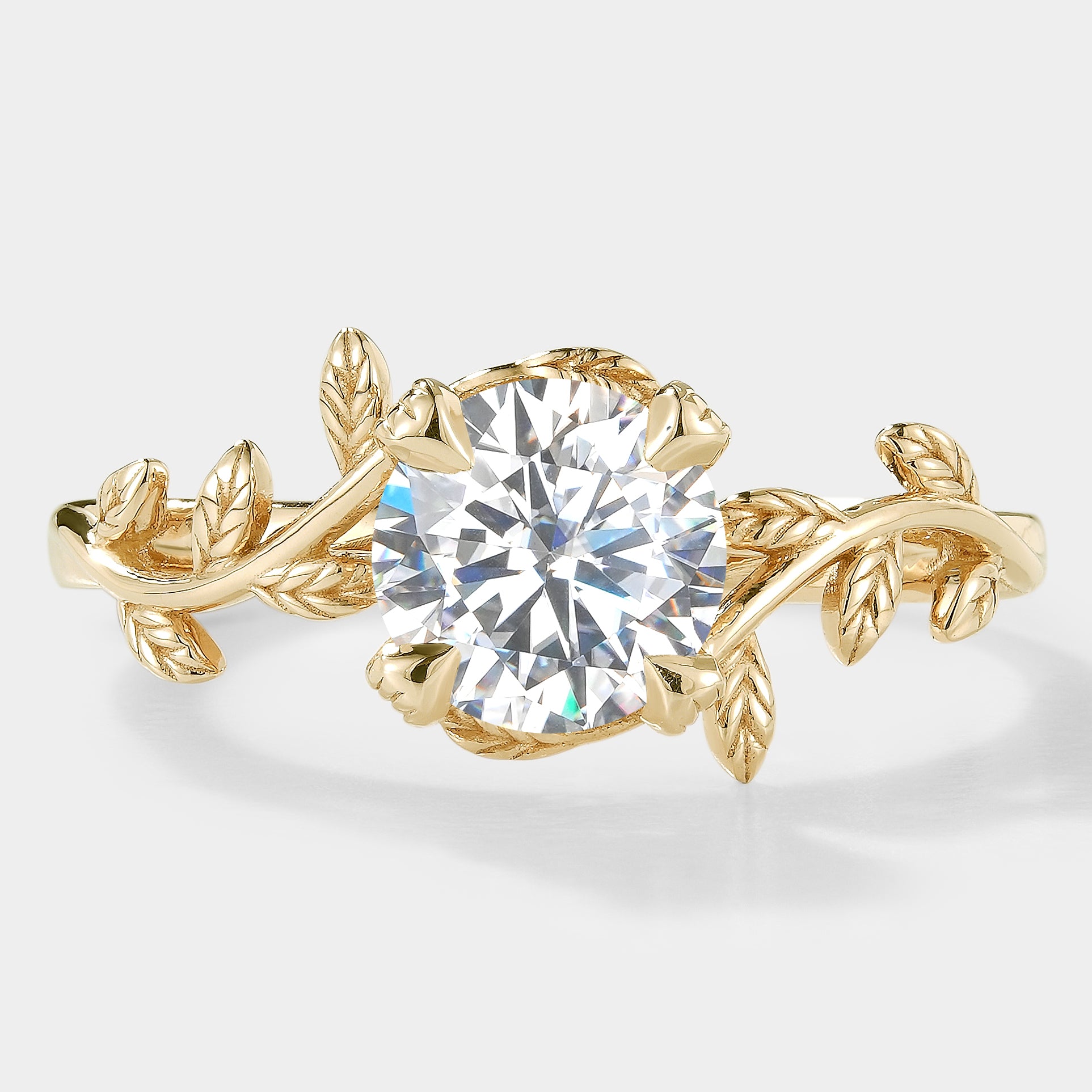 Nature-inspired Round Cut Moissanite Engagement Ring