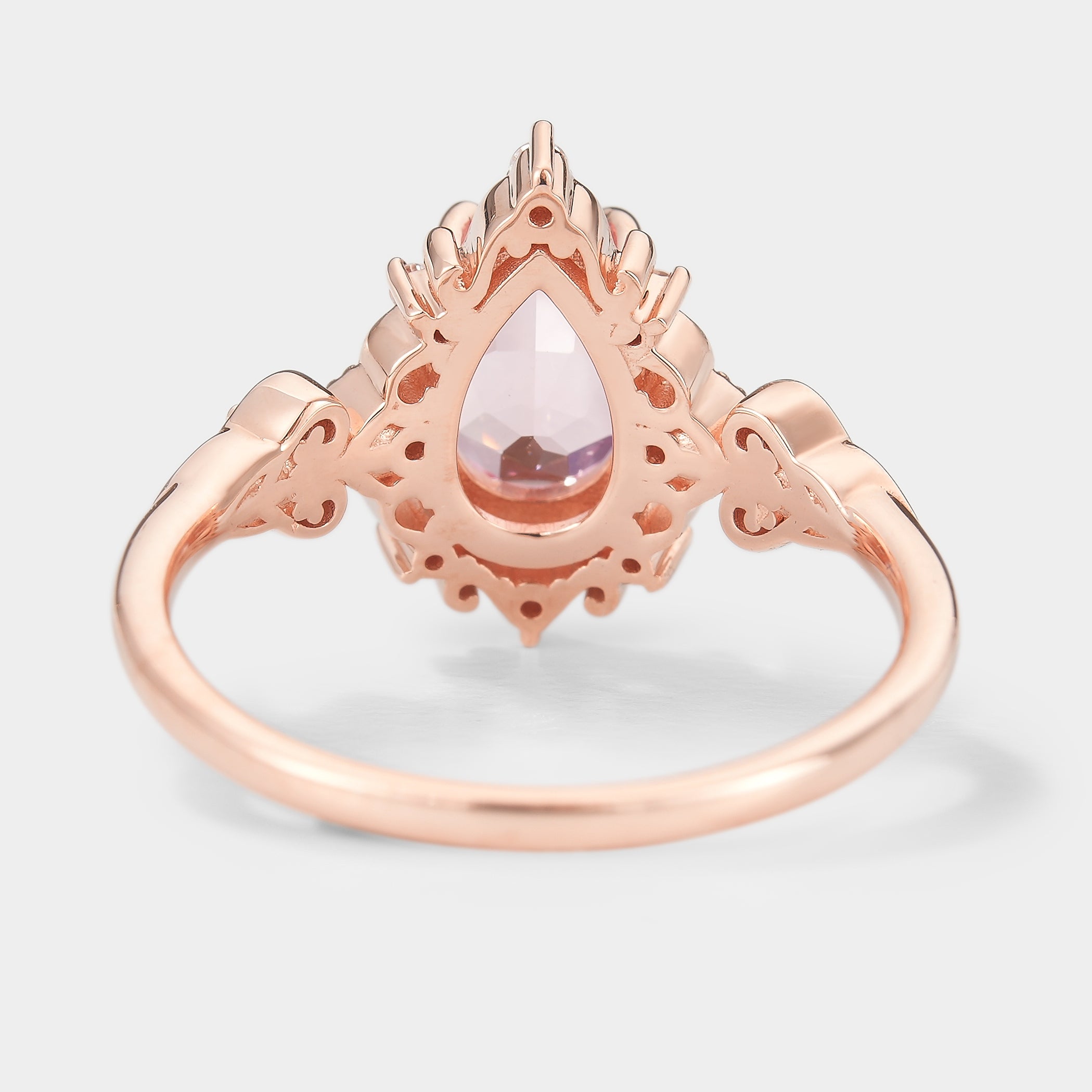 Vintage rose gold Padparadscha sapphire engagement ring