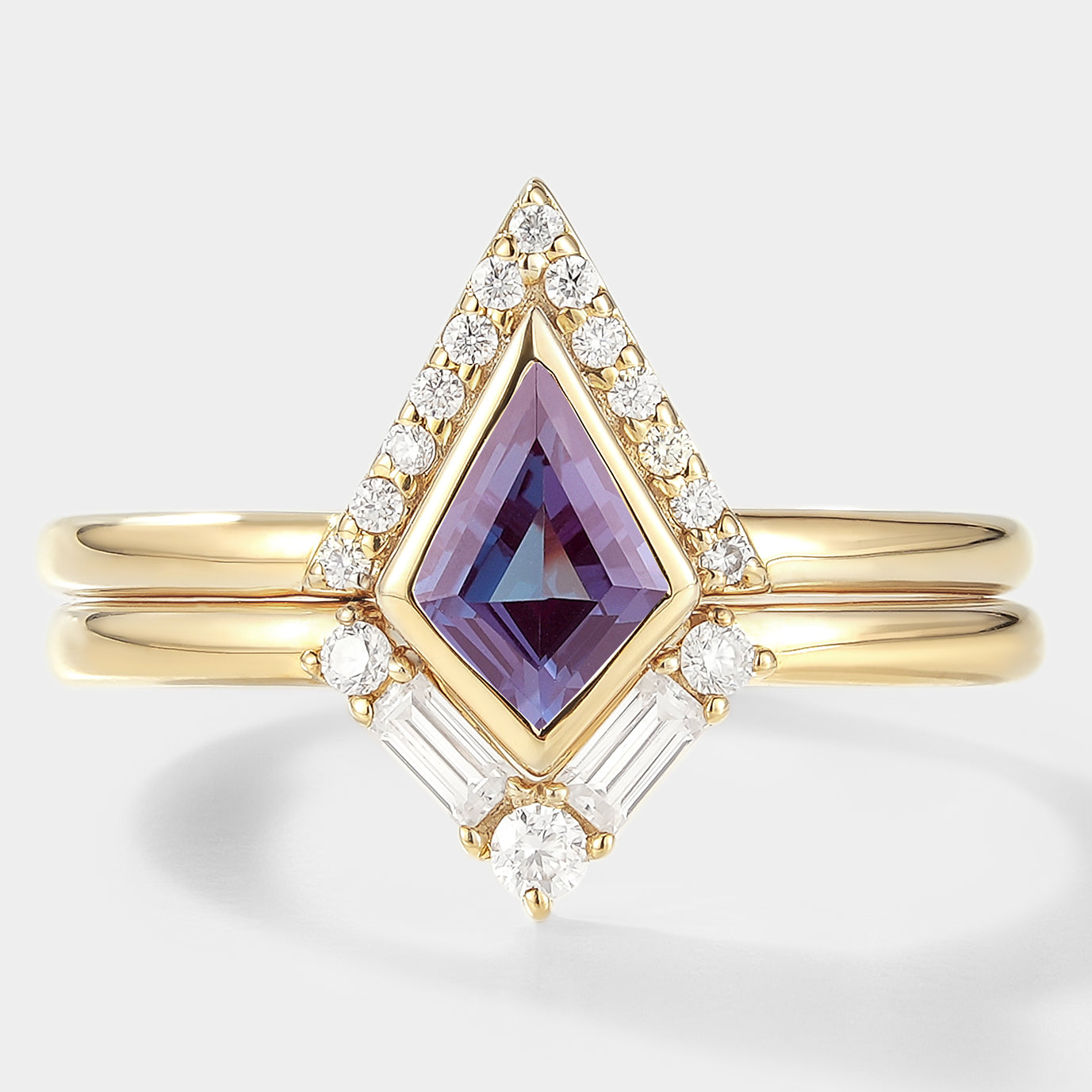 Unique Kite Shape Alexandrite Bridal Set 2pcs - Lahela Jewelry