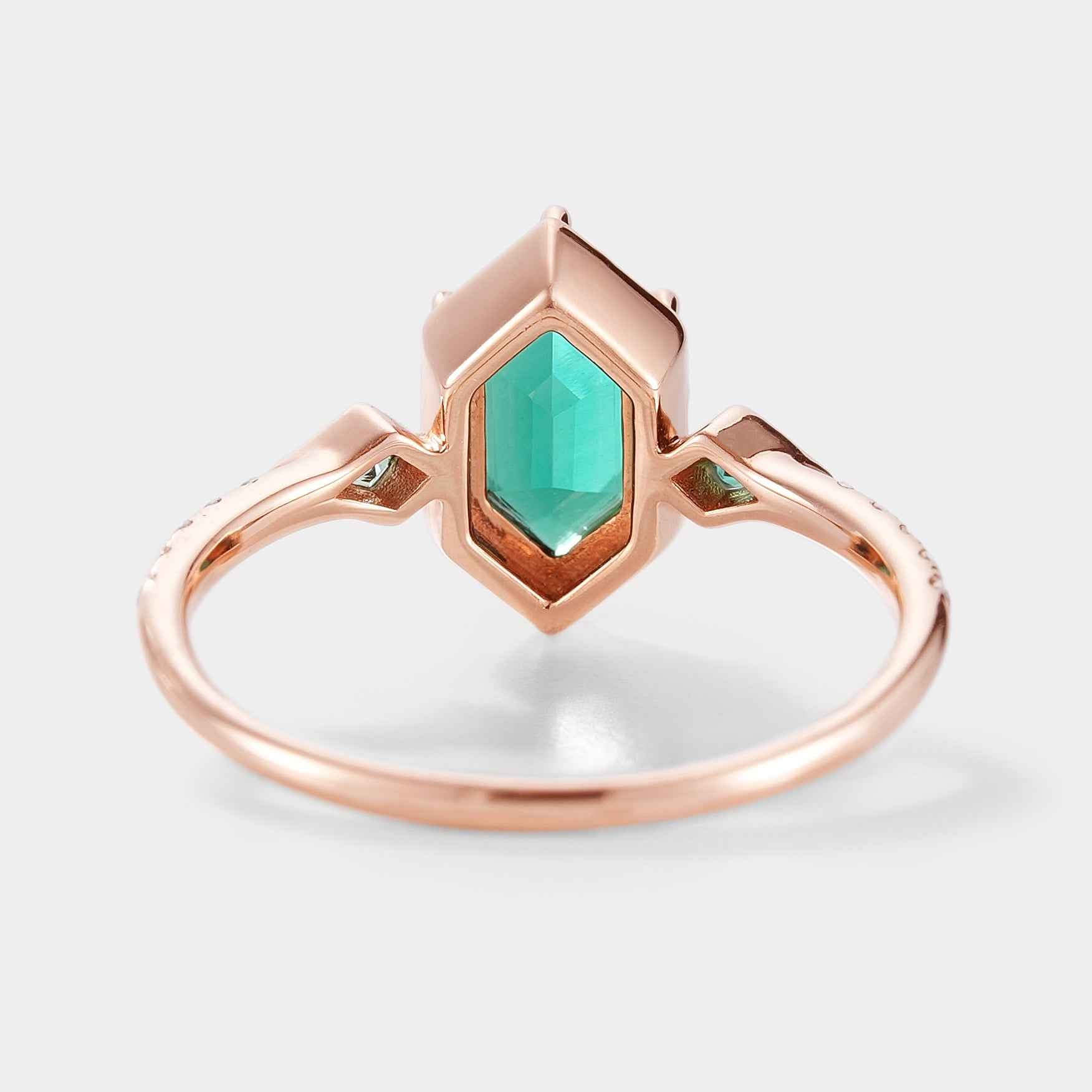 Custom Kite Cut Lab Padparadscha Engagement Ring with Alexandrite Accent Stone For Lauren Maddox