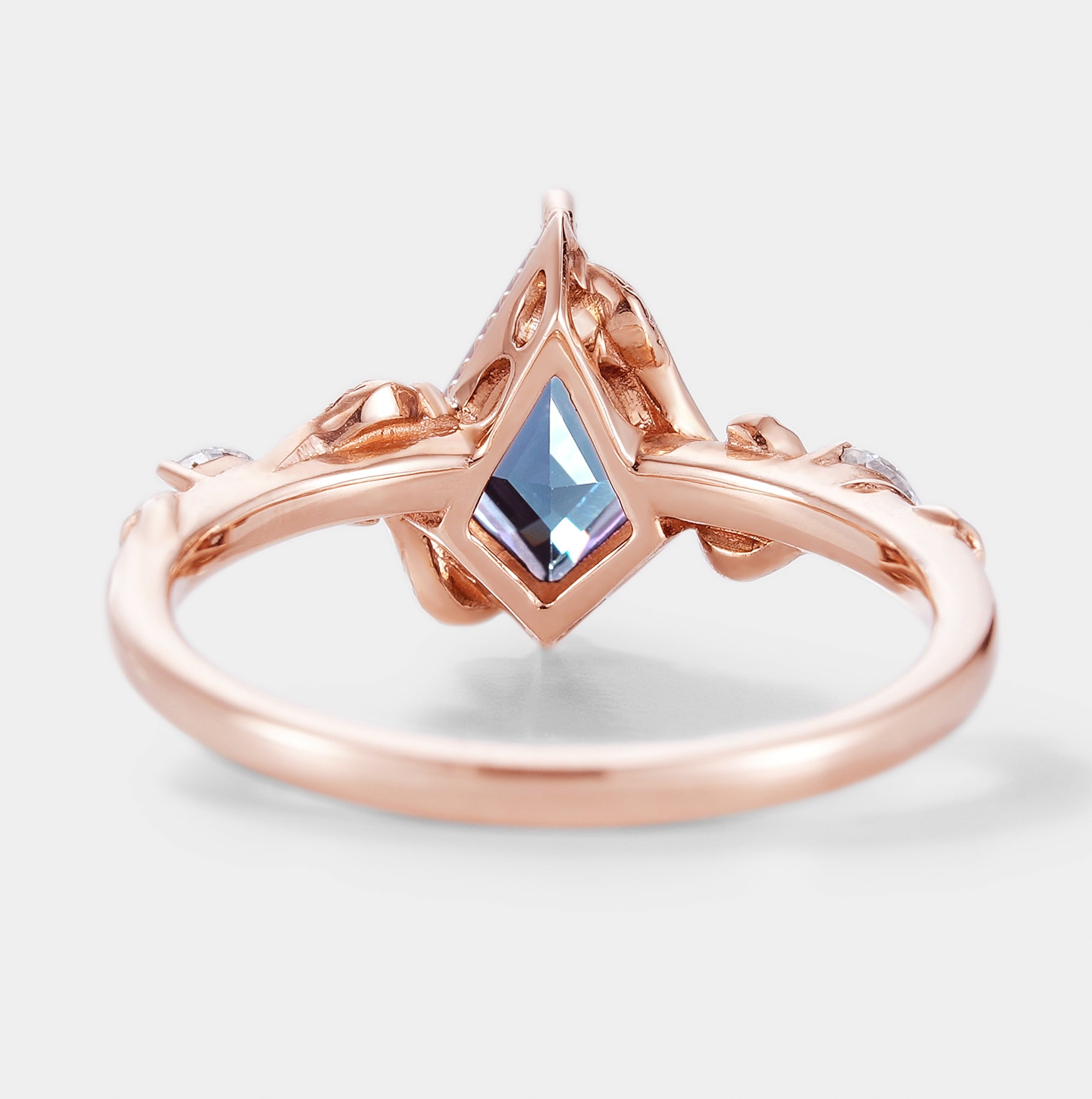 Nature-inspired Kite Cut Alexandrite Engagement Ring