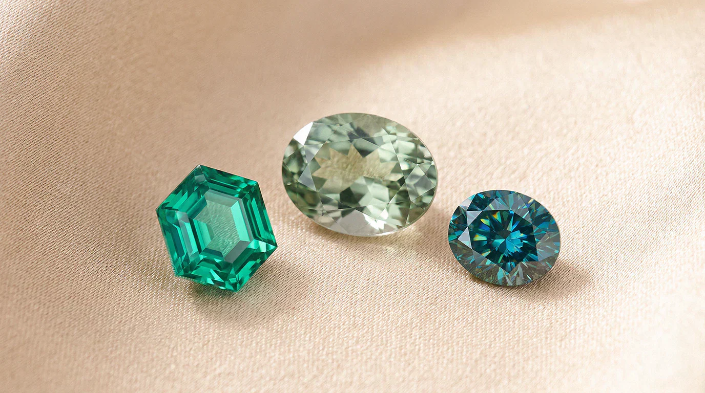 Green Moissanite vs. Green Sapphire vs. Emerald