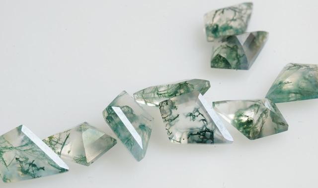 Green and white marbled gemstones