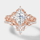 Oval Cut 1ct Lab-Diamond Leaf Engagement Ring Bridal Set 2pcs For Caleb