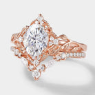 Oval Cut 1ct Lab-Diamond Leaf Engagement Ring Bridal Set 2pcs For Caleb
