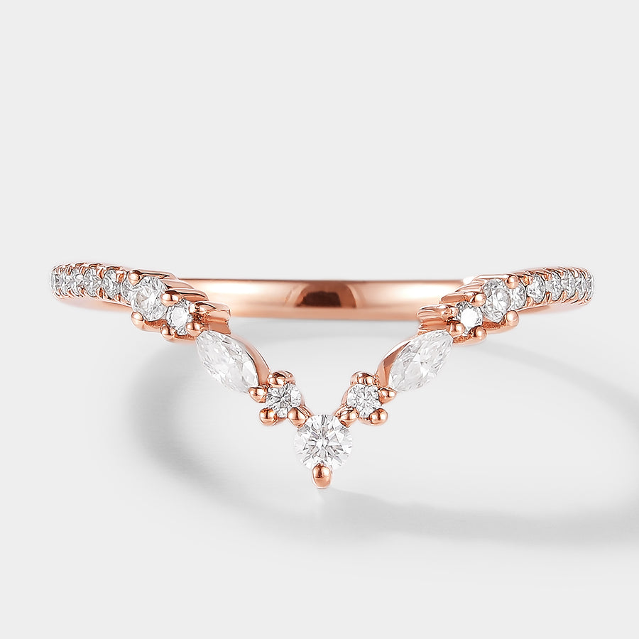 Elara Moissanite Wedding Band - Rose Gold