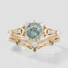 Nature-Inspired Moss Agate Engagement Ring Set