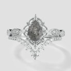 Vintage Black Rutilated Quartz Engagement Ring Set