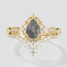 Vintage black rutilated quartz ring set
