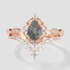 Rose gold vintage engagement ring set with black rutilated quartz