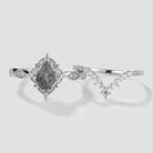 Vintage black rutilated quartz engagement ring set with moissanite
