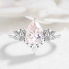 Nature-Inspired Floral Pear Cut Moissanite Engagement Ring